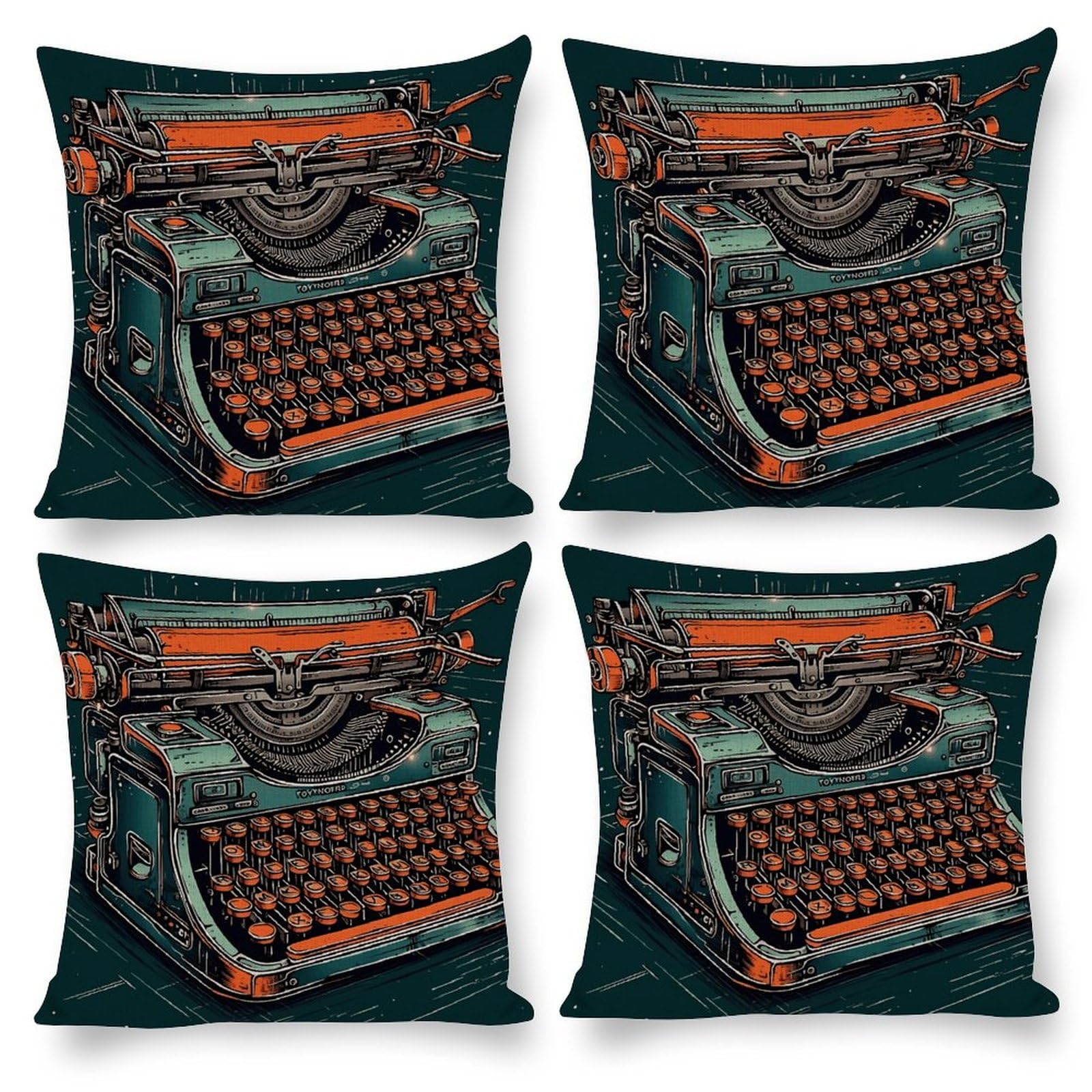 Housse de coussin machine à écrire rétro pour décorer un canapé vintage