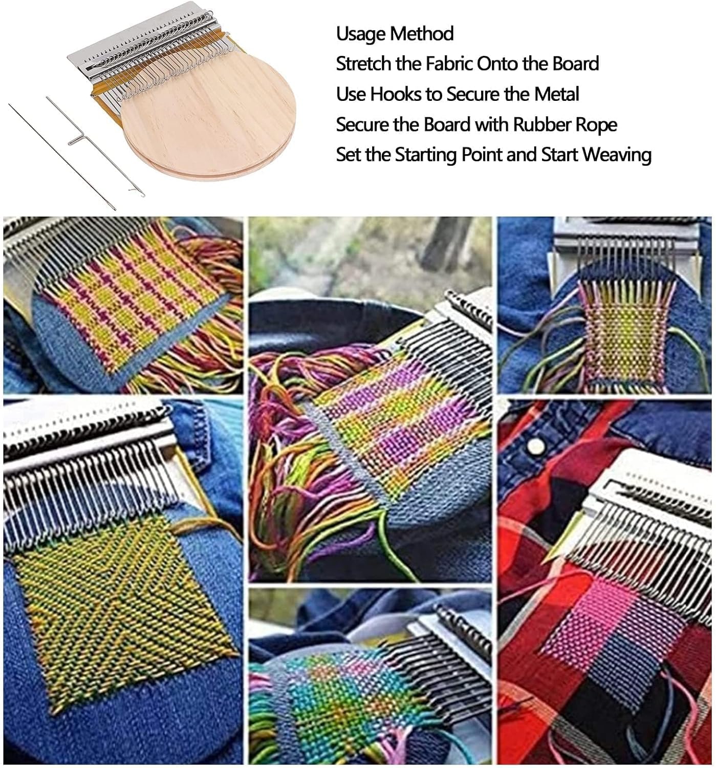 Wooden Darning Loom, 28 Pins Convenient Manual Weaving Loom Type Weave Tool Hand DIY Craft Weaving Repair Tool for Jeans Socks and Clothes