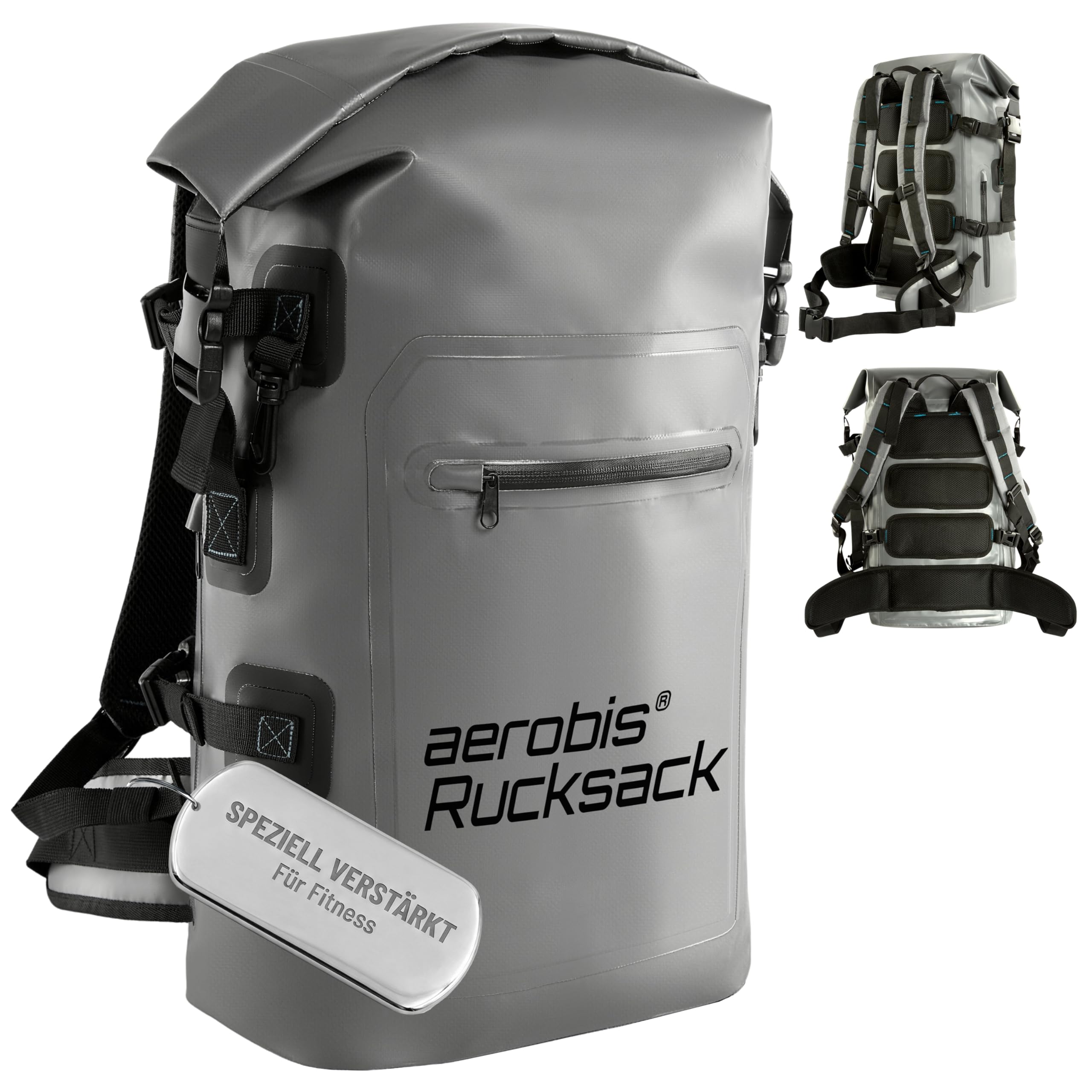 aerobis® Rucksack wasserdicht - 100% mit Rolltop Verschluss | Ideal für Wandern, Büro & Fitness - vielseitiger Sportrucksack - Inkl. verstärkter Rückenteil - für Herren & Damen