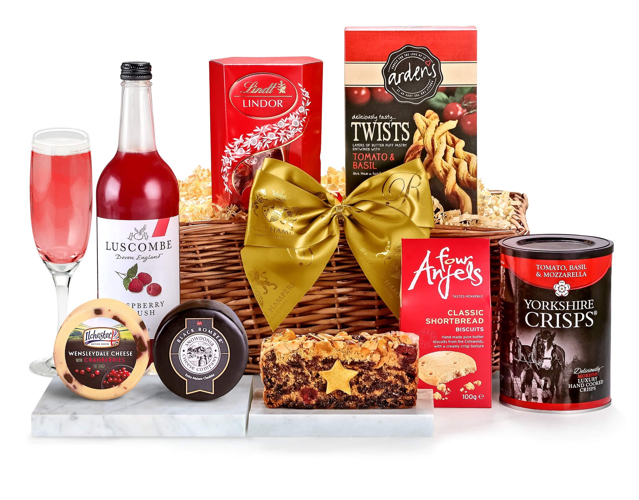 Gourmet Non-Alcoholic Gift Basket - Alcohol-Free Stratford Hamper with Elderflower & Rose Presse, Luxury Cheddar, Shortbread, Fruit Cake - Luxury Food & Drink Gifts, from Regency Hampers