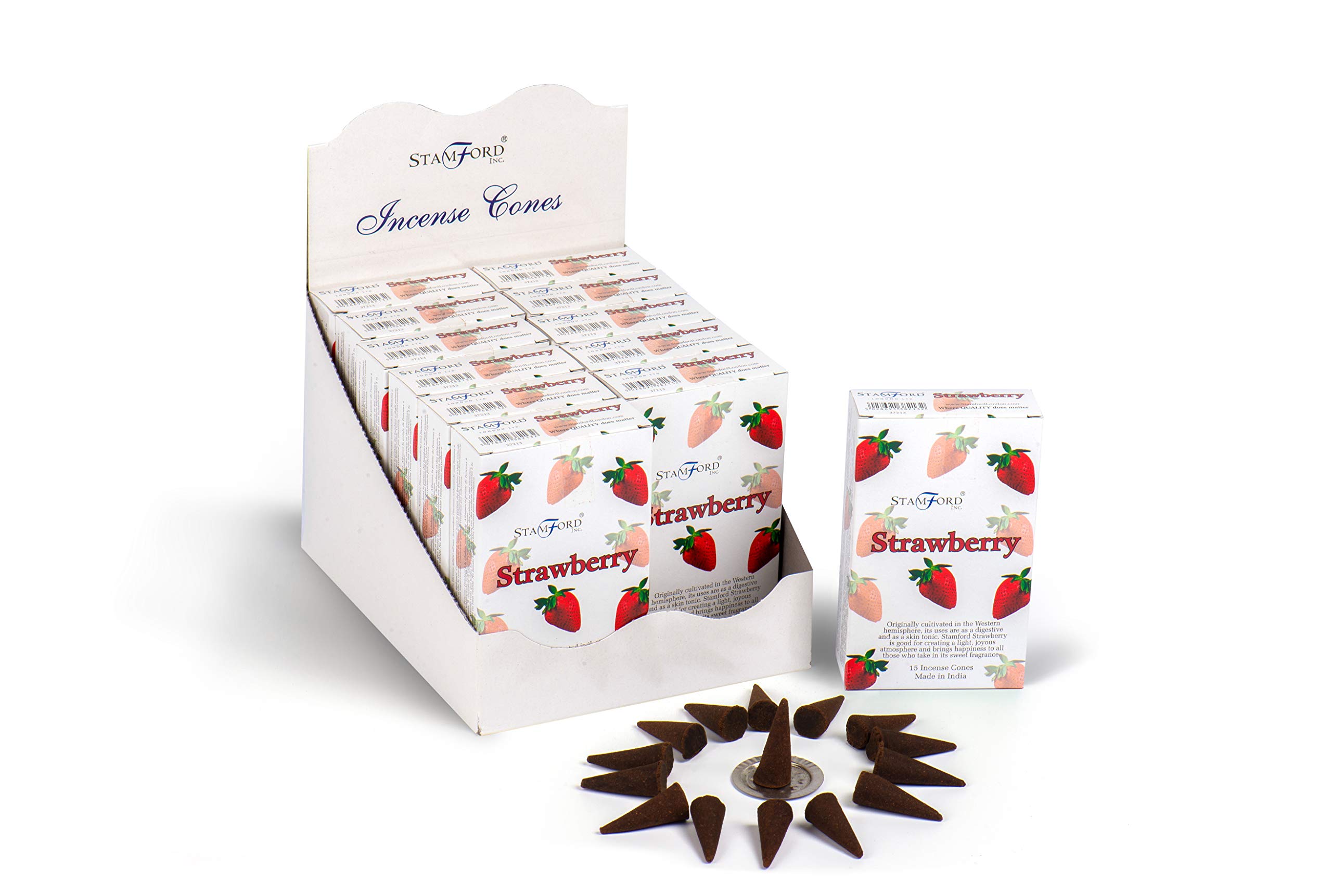 Stamford 37213 Strawberry Incense, 15 Cones x 12 Packs, Black, One Size