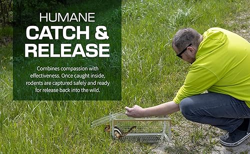 Miniatura 7 de Trampa humana para esquirell, paquete de 2, jaulas de ardilla y ratas que funcionan para el hogar  Atrapa y suelta  Reutilizable y duradera  Trampa