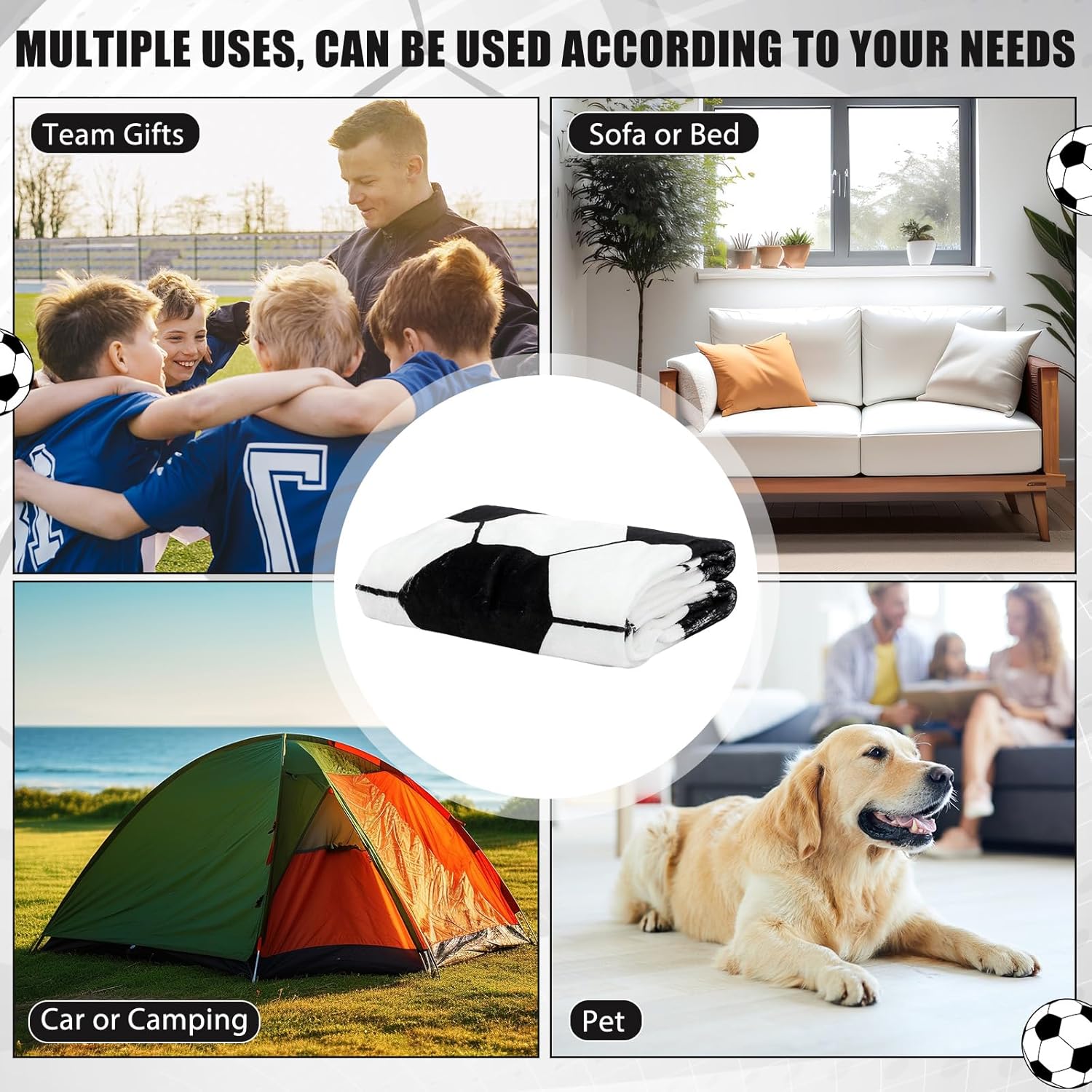 12 Pcs Soccer Blanket Gifts Bulk for Team Girls Boys Sport Throw Air Conditioner Blanket for Teens Sport Lovers Gifts Bedroom Living Room School Match Award Prize, 40x60 Inch