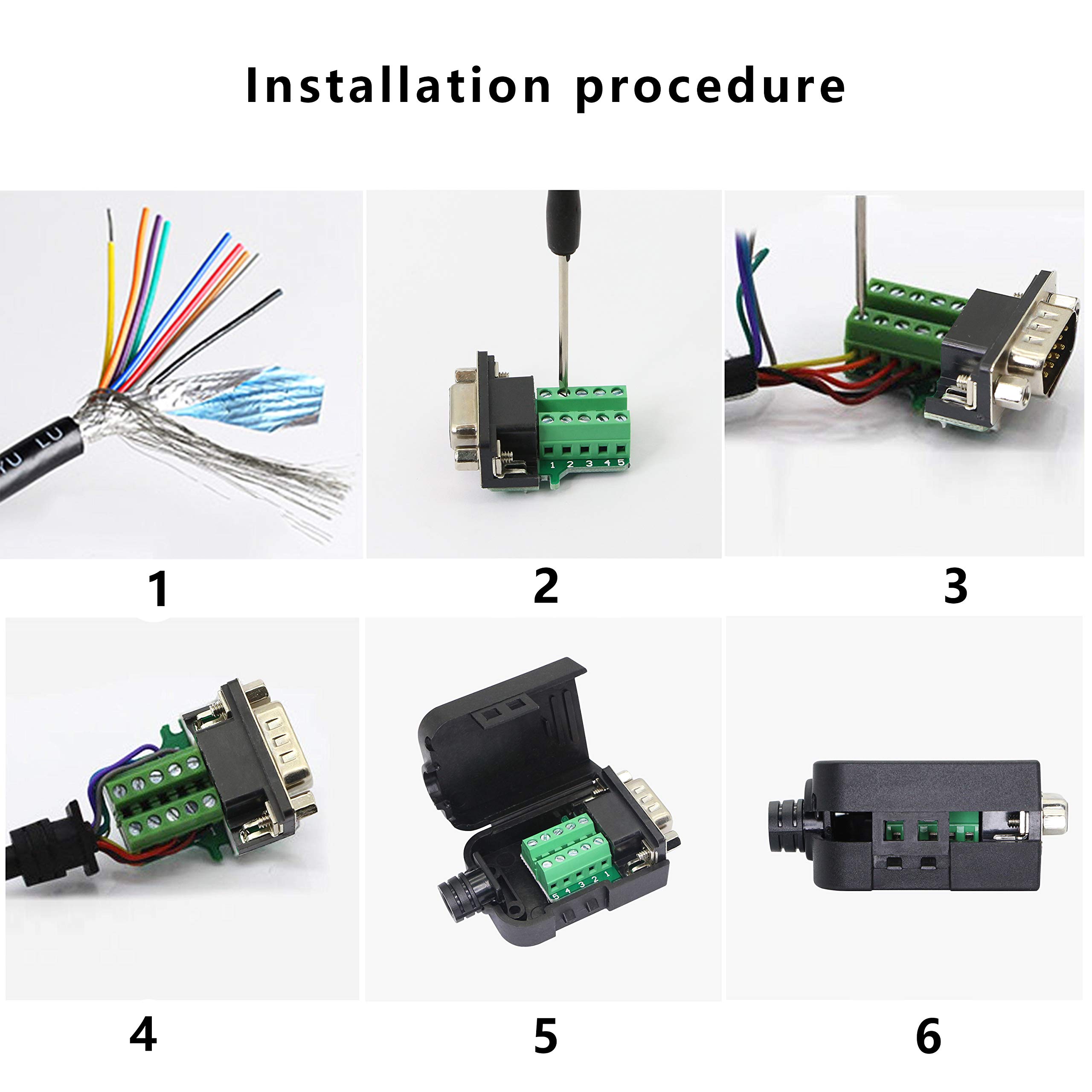 2 Adaptateurs DB9 Sans Soudure Mâle/Femelle 9 Broches RS232 Avec Boîtier - Connecteurs Série