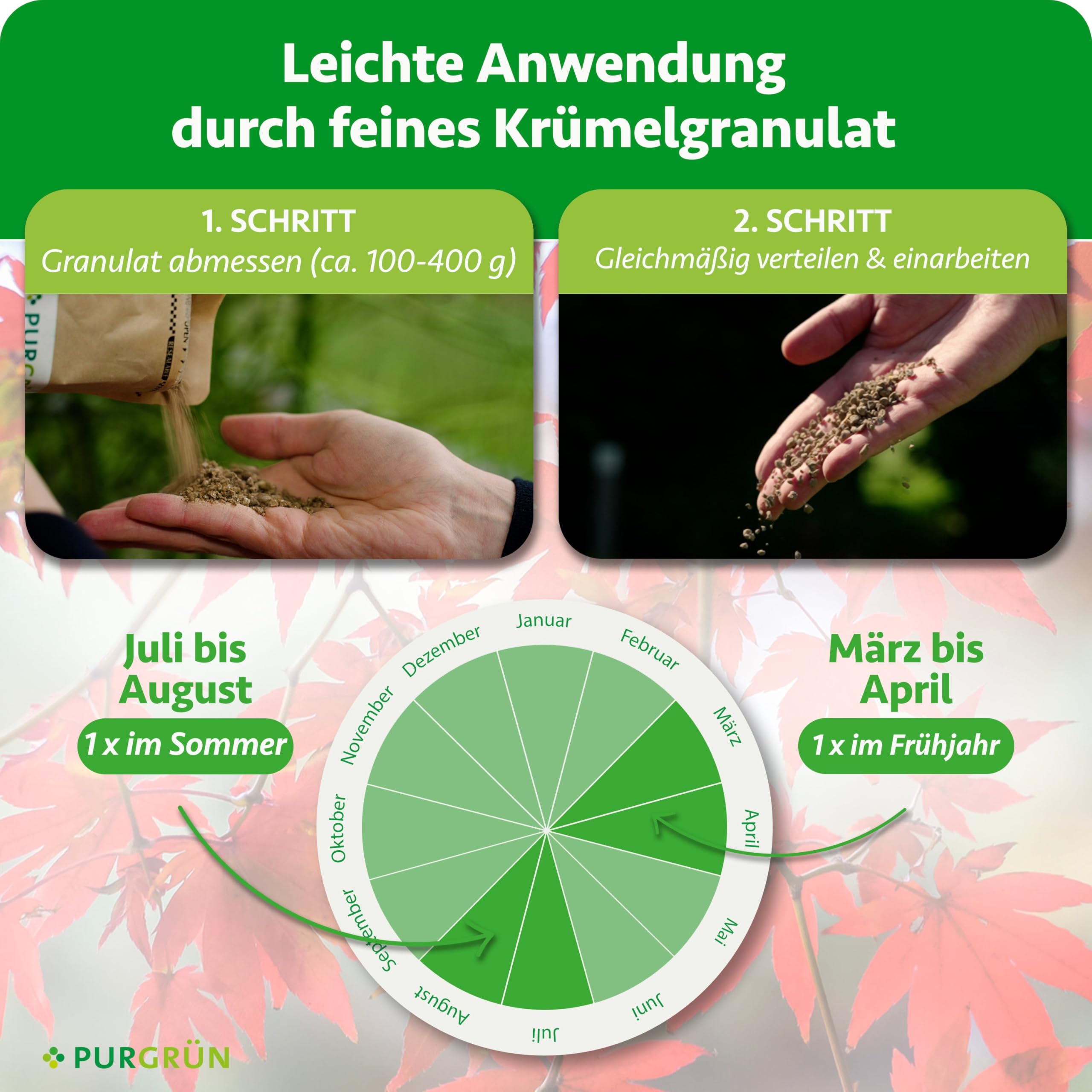 Ahorn-Dünger 1 kg – Organisch-mineralische Rezeptur – Feinkörniges Krümelgranulat – NPK 9+4+8 – Mit Magnesium & Tonmineralien – Extra Kalium für Widerstandsfähigkeit – Für gesunde Ahornbäume