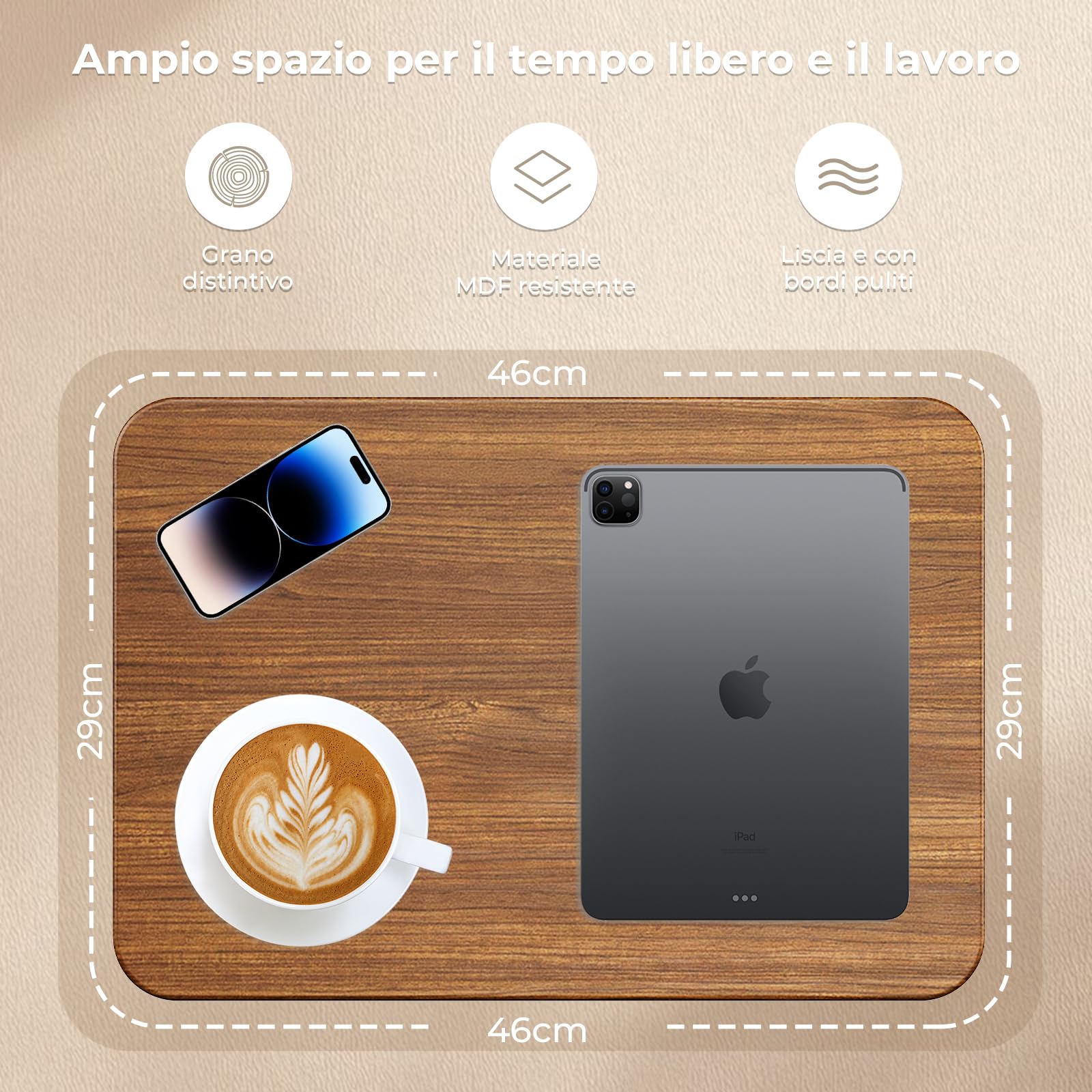 Supporto PC Portatile, Tavolo da Letto/Sofà Regolabile in Altezza 47cm-122cm, Elegante Scrivania in Legno Mobile, Podio per Casa, Ufficio, Scuola, Noce