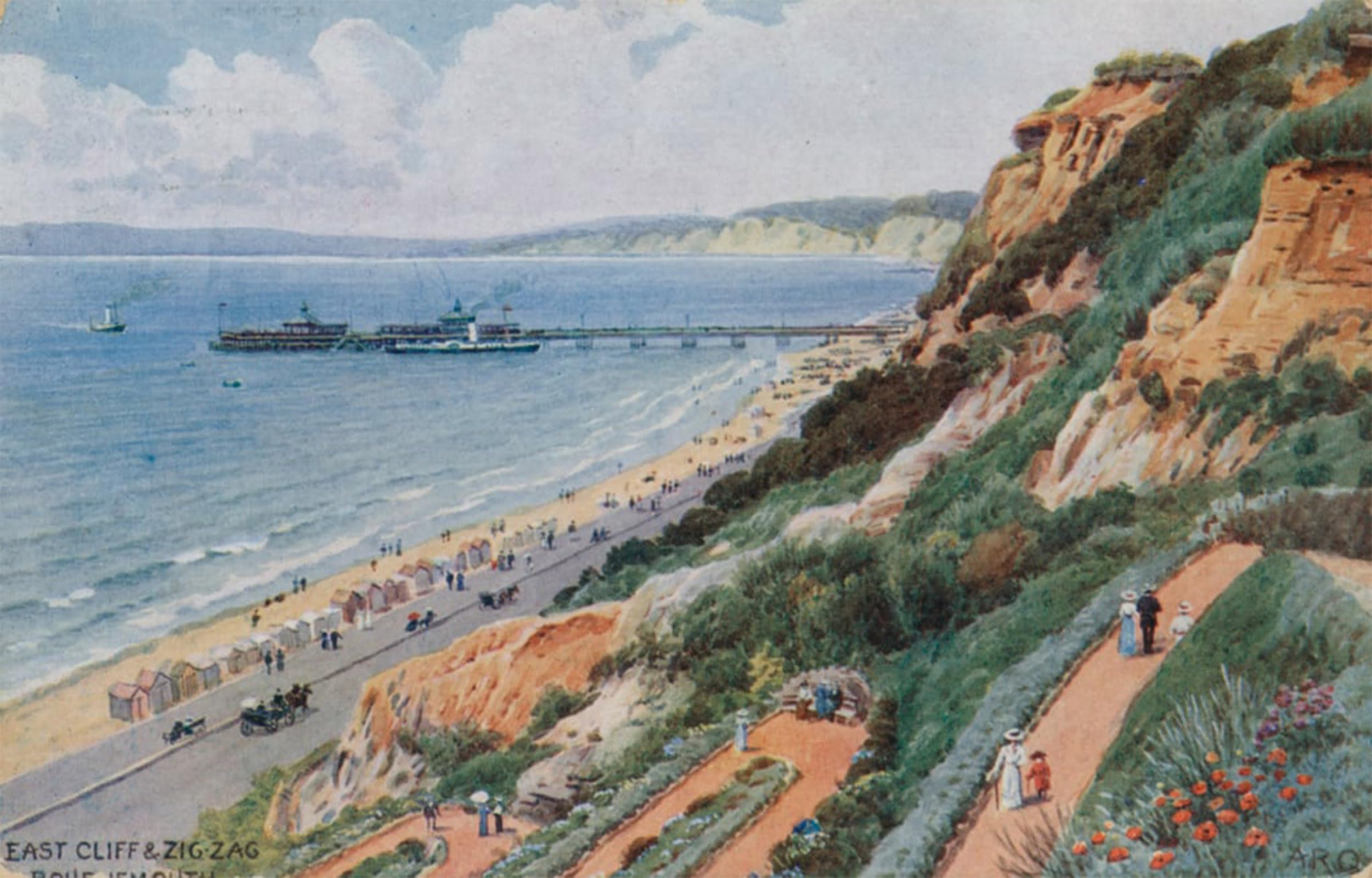 SERENDIPITP Vintage Wall Art Canvas Nordic Poster Canvas Print Picture East Cliff and Zig Zag Bournemouth by Alfred Robert Quinton Wall Art Poster for Home Decor 60x90cm