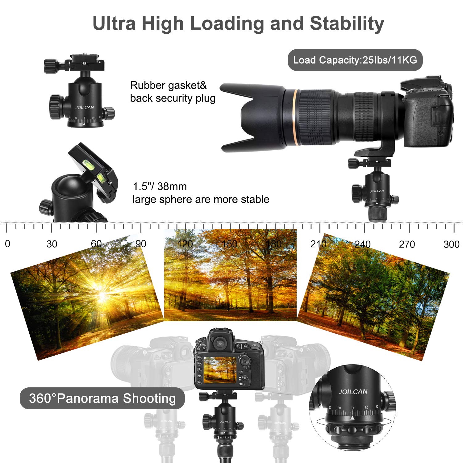 JOILCAN Tripod for Cameras, 81 Inches Tall Compact Camera Tripods & Monopods for DSLR Binoculars Laser Level Projector, Aluminum Heavy Duty Tripod Stand Compatible with Camera Canon Nikon Sony