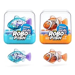 Robo Alive Robo Fish Robotic Swimming Fish (Teal + Orange) by ZURU Water Activated, Changes Color, Comes with Batteries, Amazon Exclusive (2 Pack) Series 3