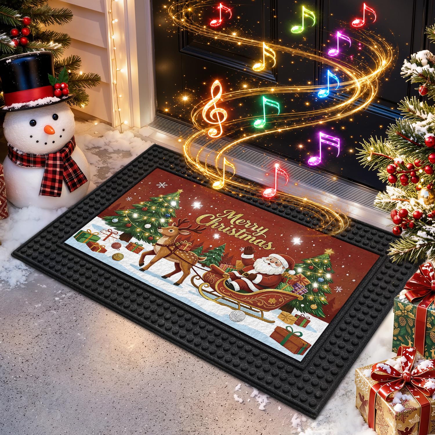 LUMI Grey Embroidered Doormat - Non-Slip Outdoor Mat -19