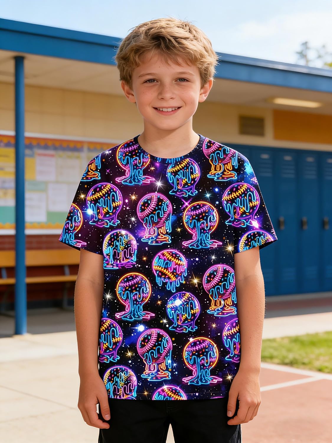 Enlifety Boys Girls T-Shirts 3D Graphic Shirts Kids Cool Short Sleeve Tees Size 4-14T - Image 2