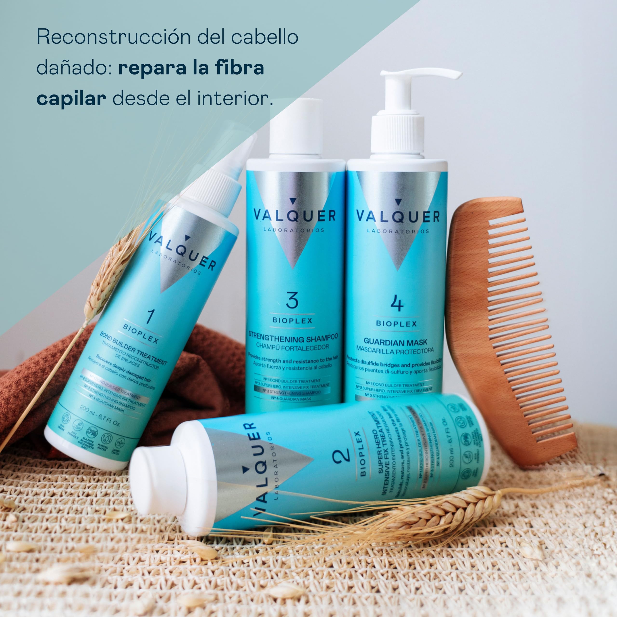 VALQUER Bioplex Tratamiento Capilar Hidratante y Reparador | Protección Intensiva y Reconstrucción Profunda del Cabello Dañado, Seco y Teñido | Apto para Todo Tipo de Pelo | Vegano | 975 ml
