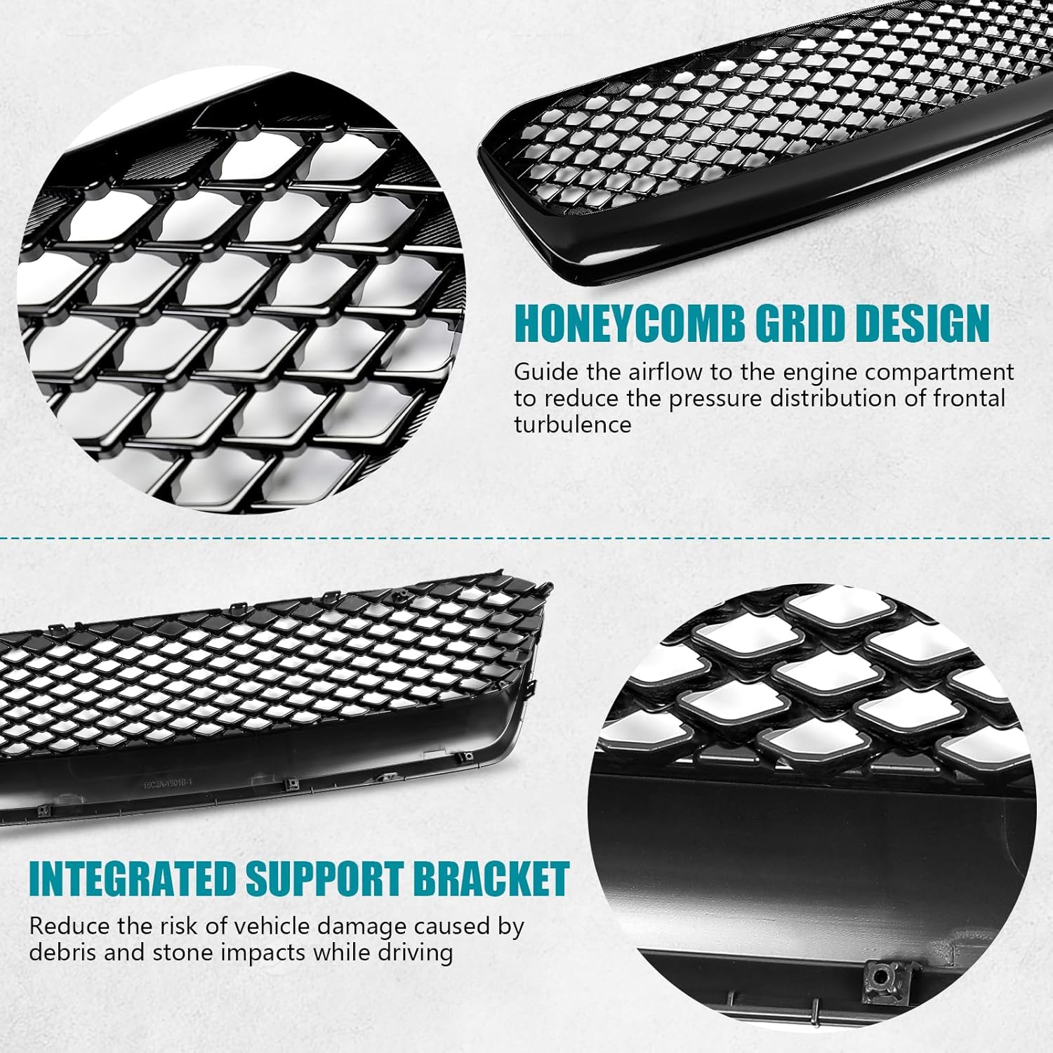 Front Bumper Grille for Subaru WRX 2015 2016 2017 Accessories, Front Bumper Upper Grill Guard Replacement Part Front Mesh Grille Grid Grill for Subaru WRX 2015-2017 Accessories, Glossy Black