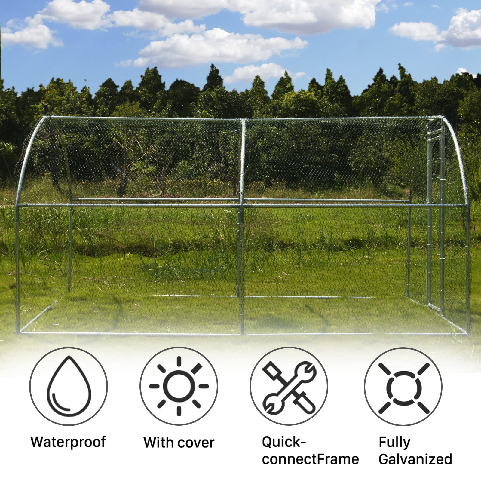 Large Metal Chicken Coop Walkin Poultry Cage Hen Run House Rabbits