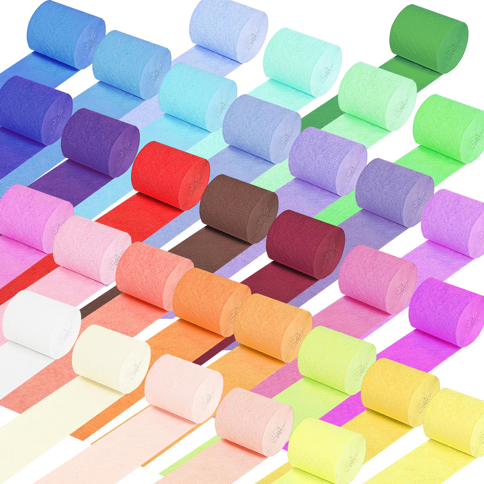 32 Colors Crepe Paper Streamer - 32.81 Ft Rolls for Birthday, Wedding, Holiday Parties