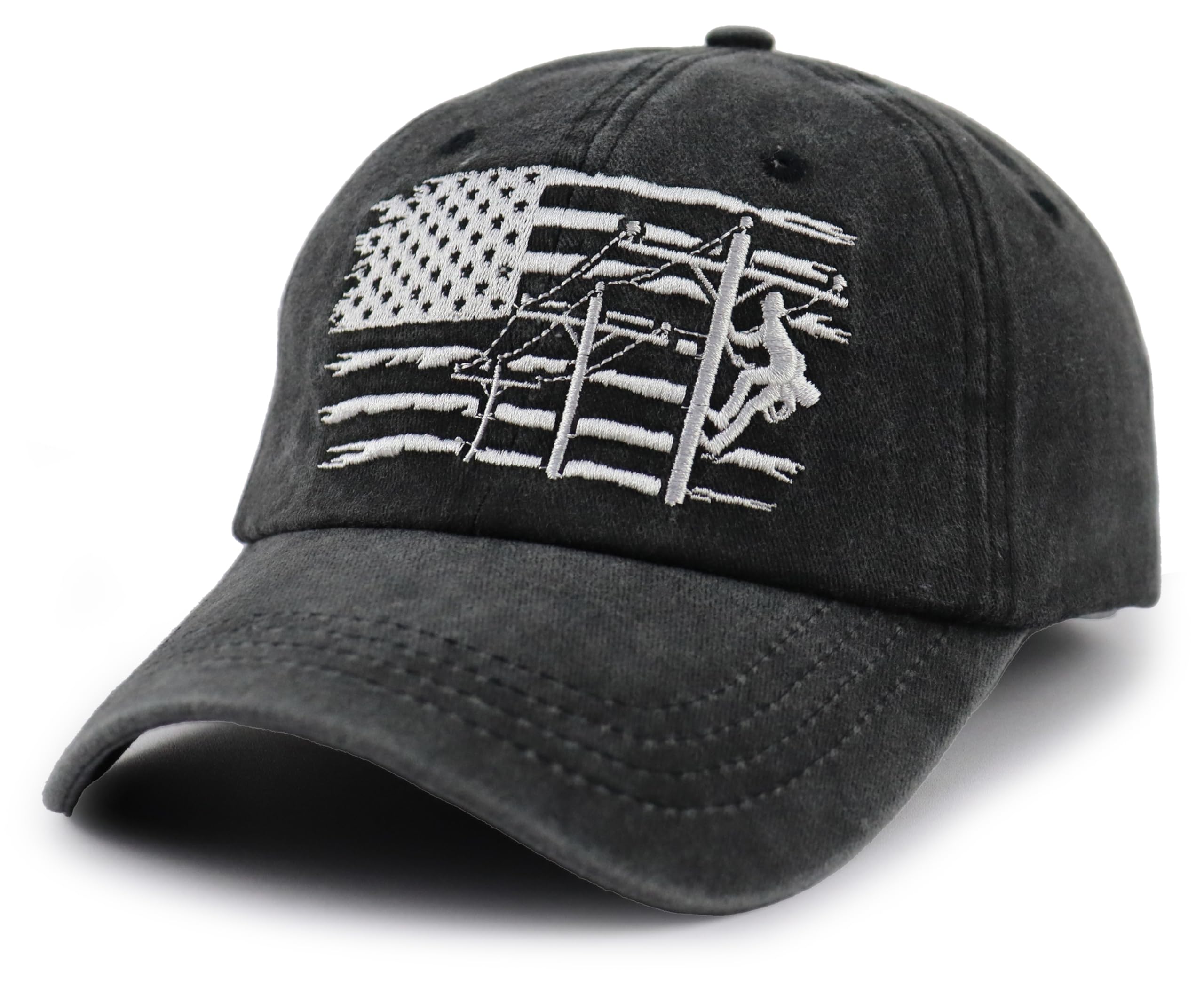 Lineman Gifts for Men, Adjustable Vintage Cotton Embroidered Electrician Dad Hat