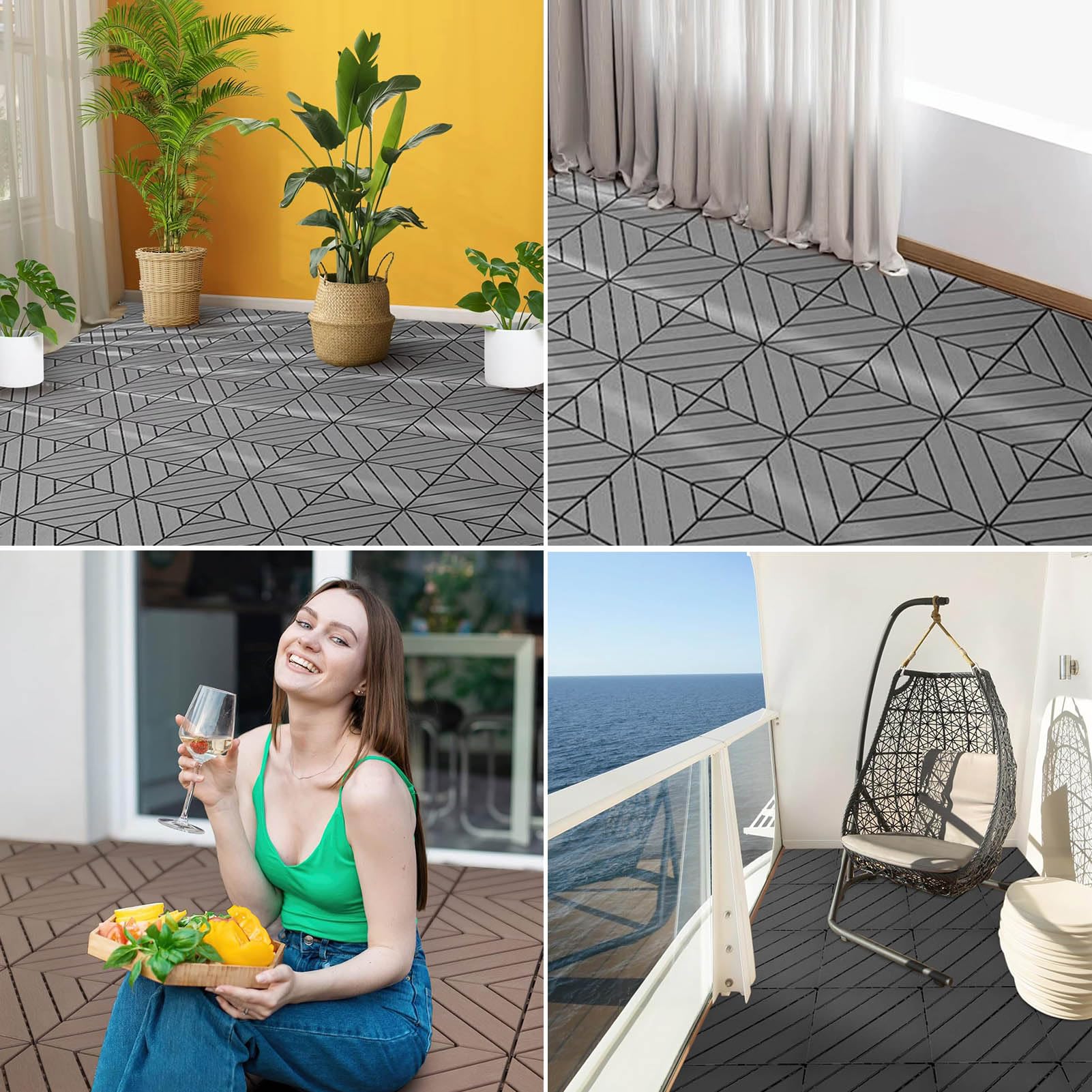 Baldosas de cubierta entrelazadas compuestas madera y plástico