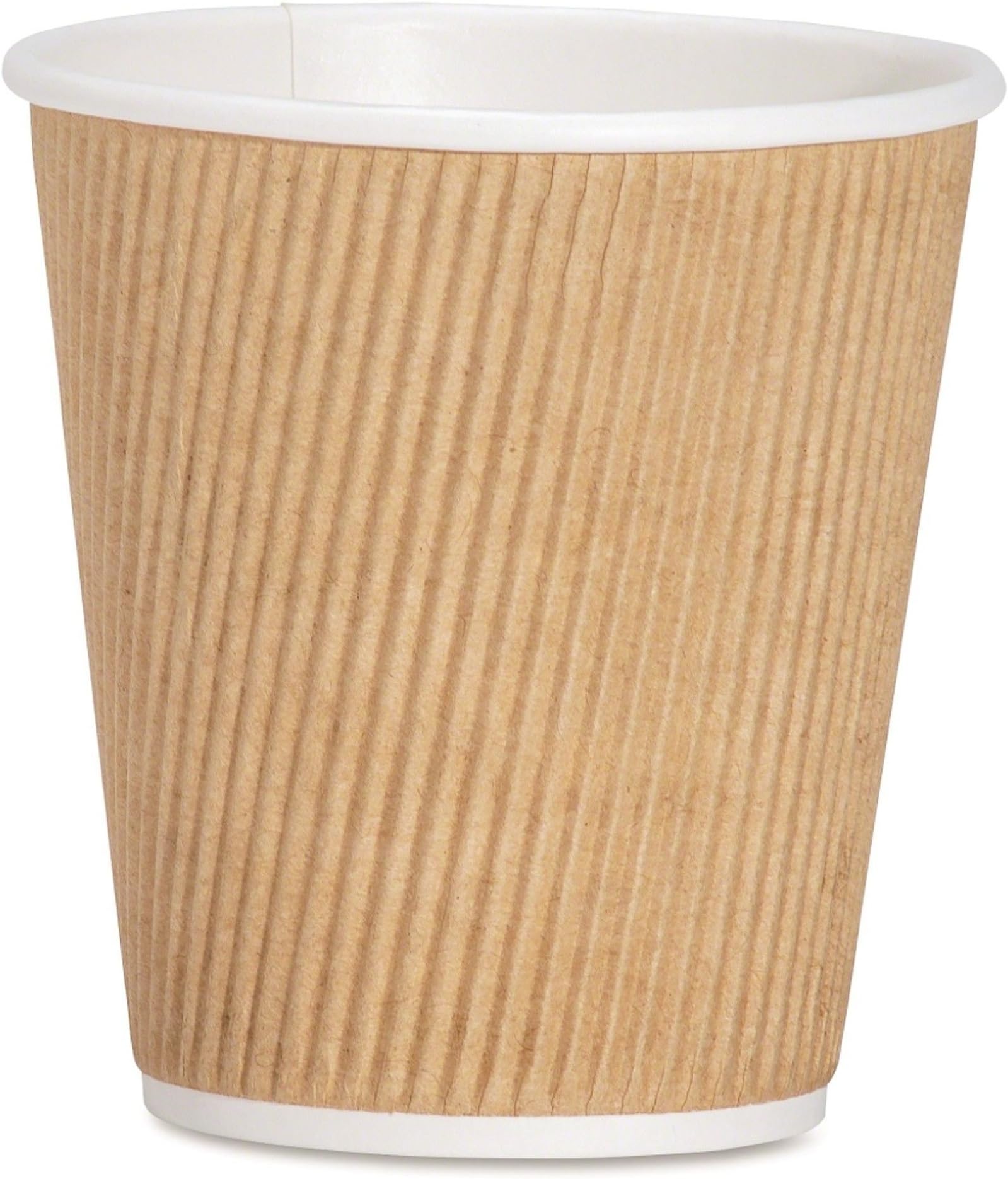 Genuine Joe 10oz Ripple Cup for Hot Beverages, 3-Layer Insulation, Brown, 25 Count