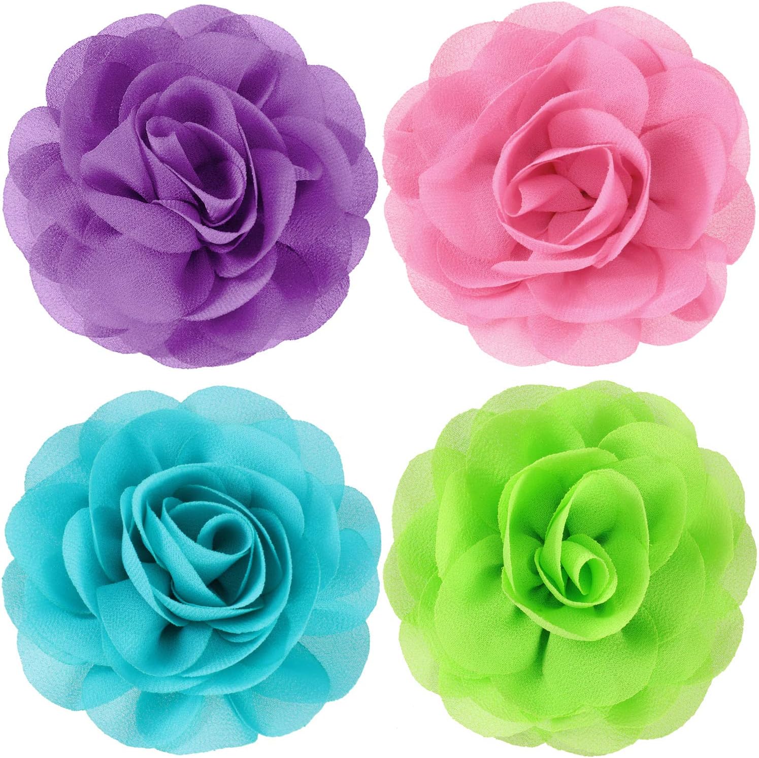 WILLBOND 4 Pieces Dog Flower Bow Collar Multicolored Pet Bow Collar Dog Charms Flower Set for Puppy Cat Pet Grooming Accessories(Green, Lake Blue, Light Purple, Pink)