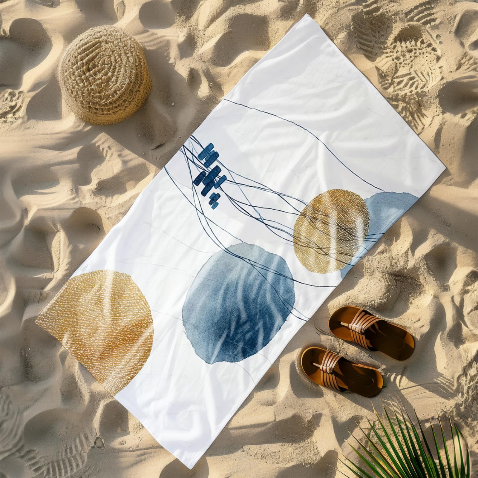 Générique Serviette Microfibre Plage Modèle Or Bleu