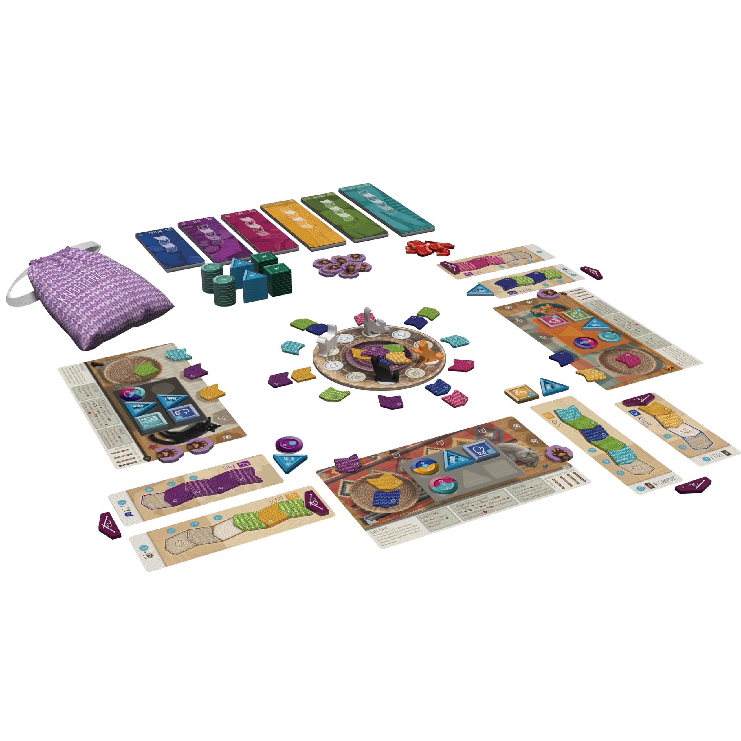 Alderac Ent. | Knitting Circle | Gra Kafelkowa Logiczna Z Włóczką Kotami I Kartami Wzorów | 1 Do 4 Graczy | 30 Do 45 Minut