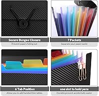 Vista 3 de SKYDUE Accordion File Organizer, Expanding File Folder with 7 Pockets, Portable Receipt Paper Bill Document Organizer, Letter/A4 Size Filing Folder