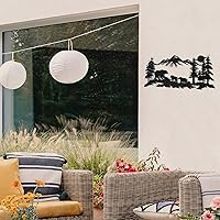 Vista 6 de Moxweyeni Arte de pared de oso de metal, bosque de oso de montaña, decoración rústica de caza de animales para decoración de pared de dormitorio