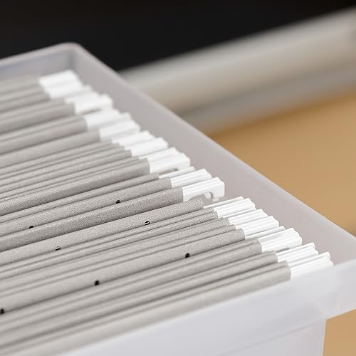 Miniatura 5 de IRIS USA - Caja de archivos de escritorio portátil mediana con parte superior abierta, asas laterales, carpetas de archivos colgantes, pestañas e