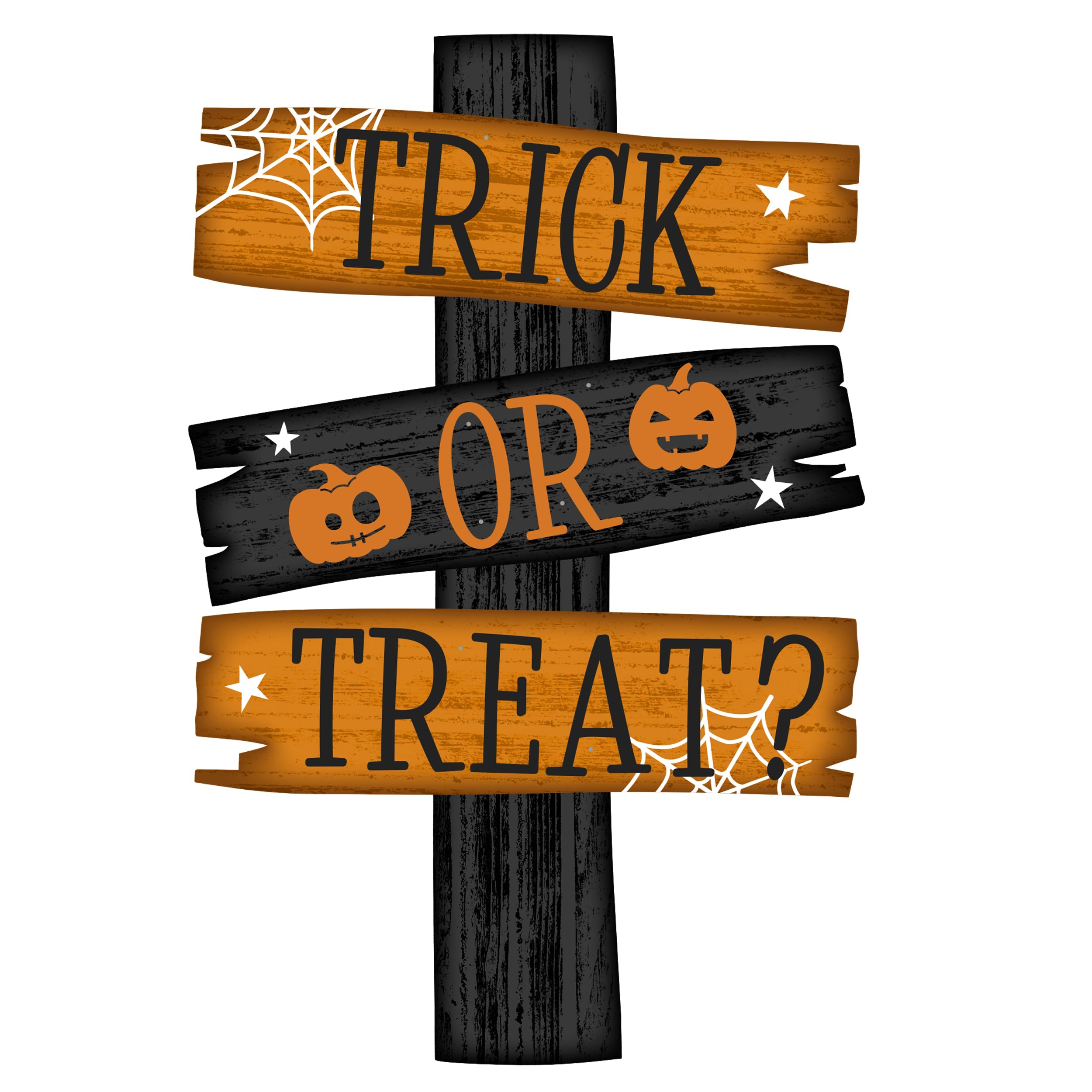 Eurowrap Black/Orange Halloween Trick Or Treat Sign Set – 5-Piece Hanging Decoration With Eyelet Movement – Spooky Reusable Wall Display For Halloween Parties