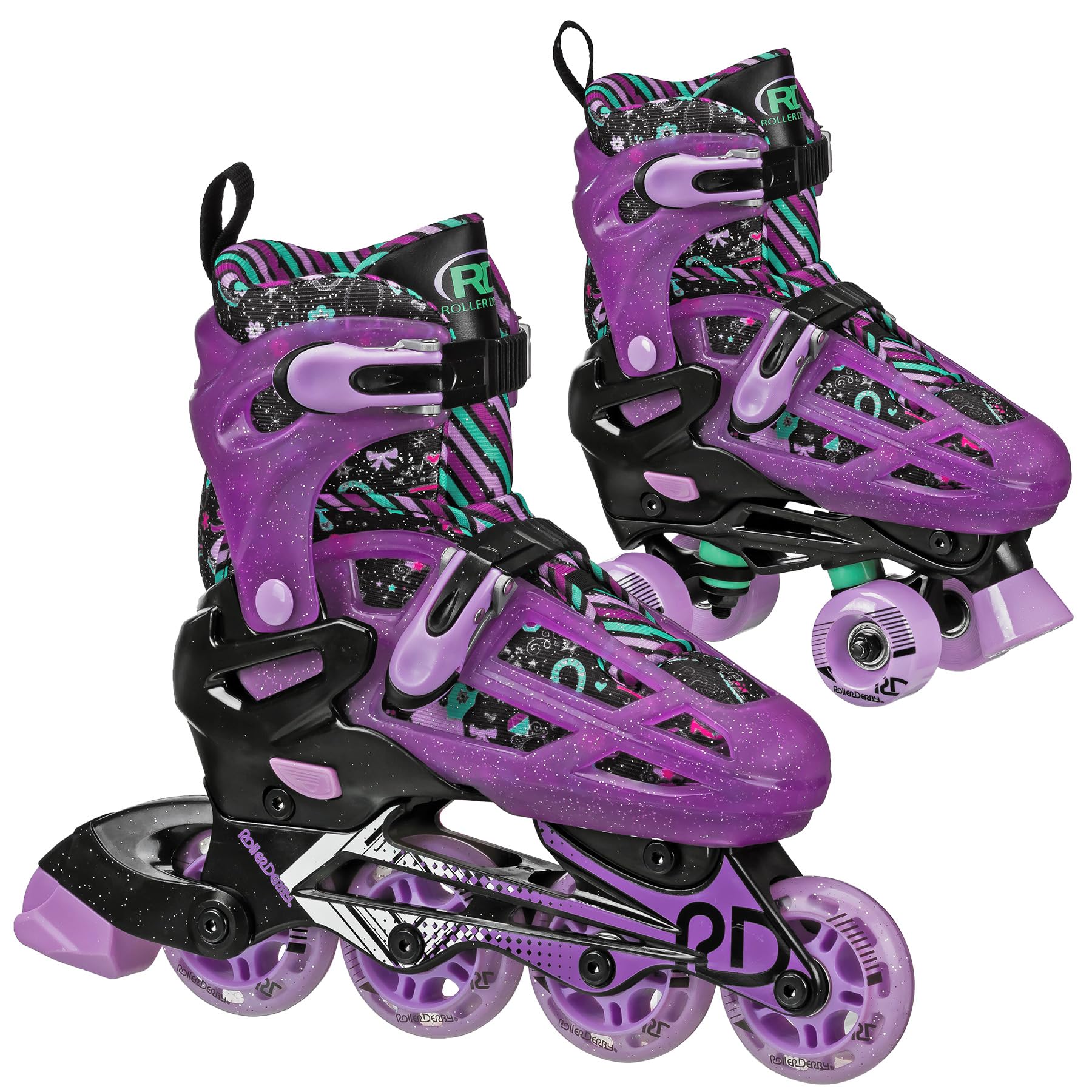 Roller Derby Falcon 2-in-1 Combo Quad and Inline Skates for Kids, Adjustable Sizing