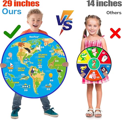 Miniatura 17 de BooTaa Tablero de dardos grande de 29 pulgadas para niños, tablero de dardos para niños con bolas adhesivas, juguetes para niños y niñas