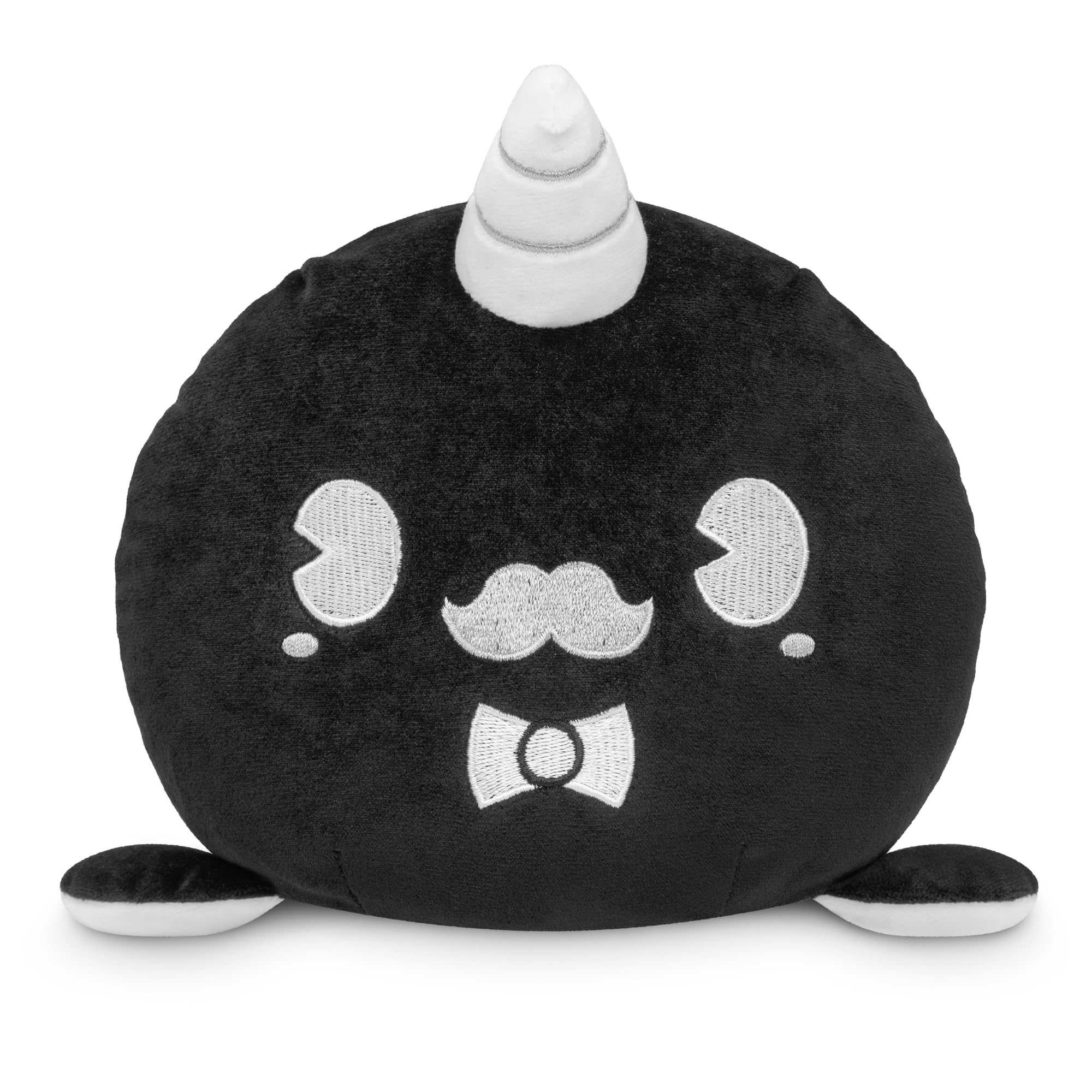 TeeTurtle Reversible 6 Rubber Hose Narwhal Plushie - Black and White Retro Cartoon - Kawaii Soft Cute Stuffed
