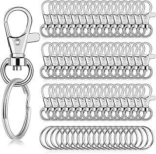 140Pcs Keychain Hooks with Key Rings, Flasoo Keychain Hardware with 70Pcs Swivel Clasps Lanyard Snap Hook and 70Pcs Keychain Rings for DIY Crafts, Resin and Jewelry Making