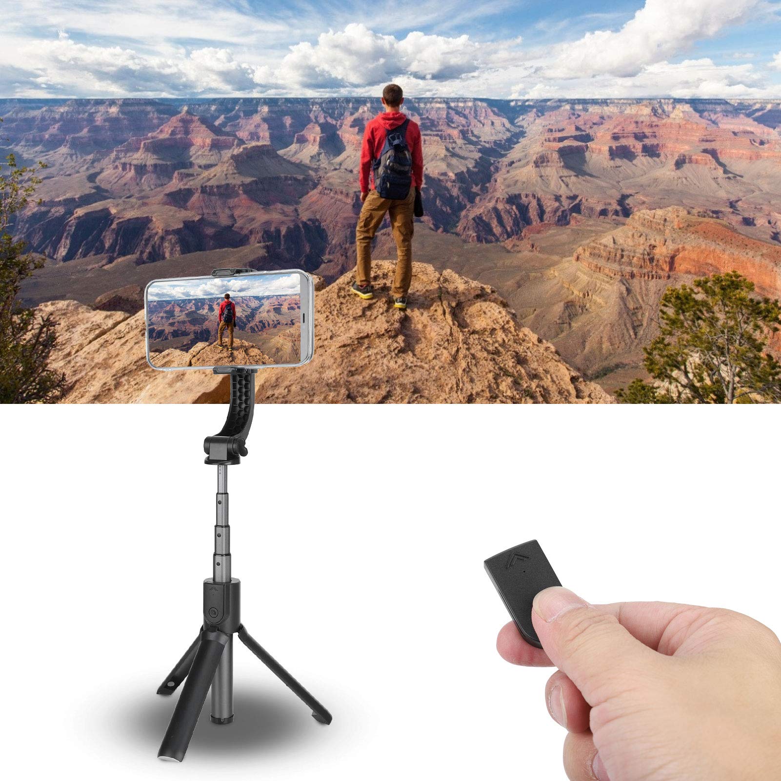Stabilizzatore per Selfie con Telecomando, Lunghezza 59 Cm