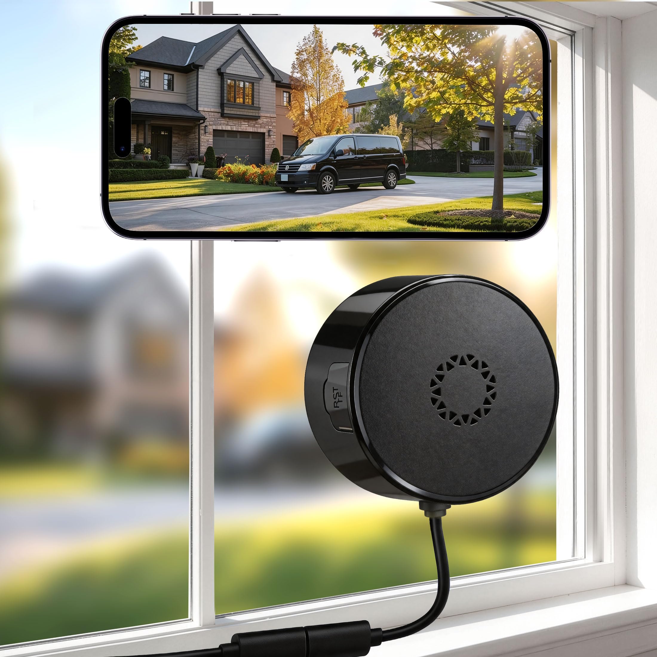 Fensterkamera, 5G/2.4GHz WiFi Überwachungskamera Innen/Außen mit 2K Farb-Nachtsicht,Bewegungserkennung, Cloud/SD Speicher & 24/7 Aufnahme, Blendfreie Anti-Reflexion Kamera für Haussicherheit/Haustiere