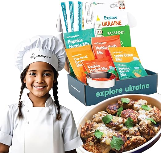 Cooking Kits for Kids - Interactive & Educational Set with 3 Recipe Cards, Key Ingredients & Cooking Tools - Ideal Idea for Kids who Love to Create Meals (Ukraine Edition)