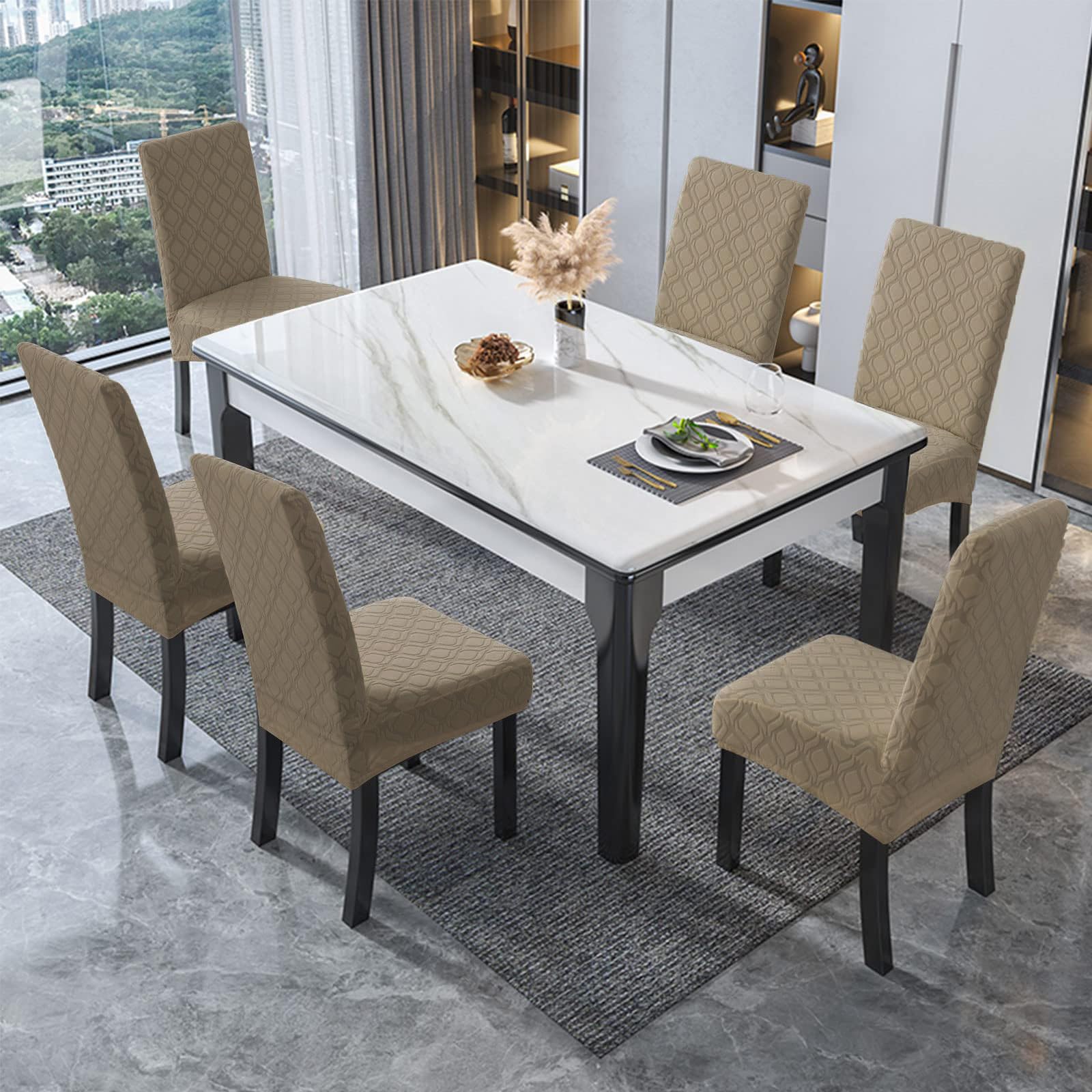 Juego de 6 fundas para sillas de comedor, fundas elásticas, lavables e impermeables