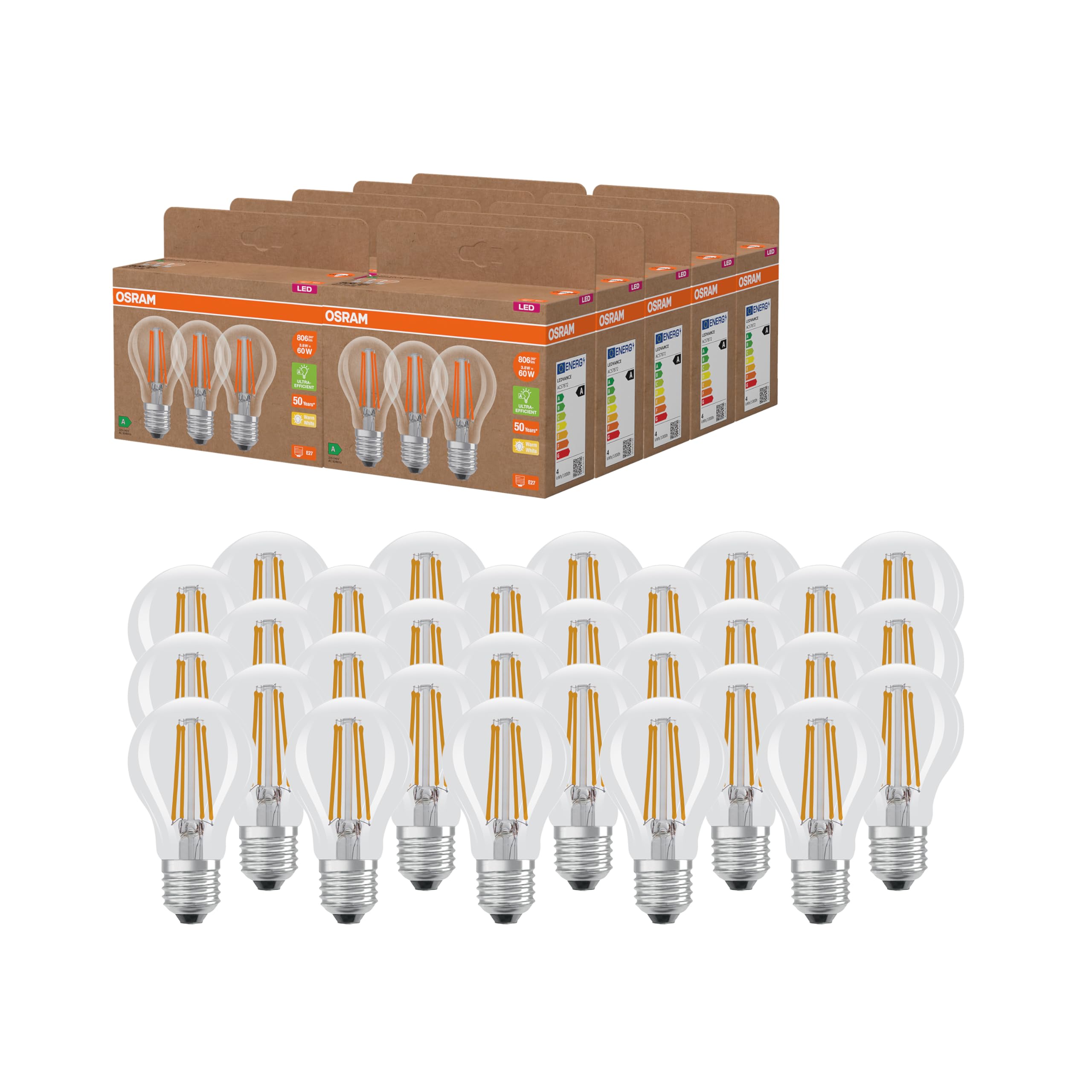 OSRAM Lampade LED ad alta efficienza con classe energetica A, confezione | , LED Lamps, 60.00 Millimetres dia, , confezione da 30