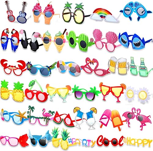 Xuhal 36 gafas de sol Luau para fiesta, divertidas gafas hawaianas, gafas de sol tropicales divertidas, decoraciones de playa, recuerdos de fiesta,