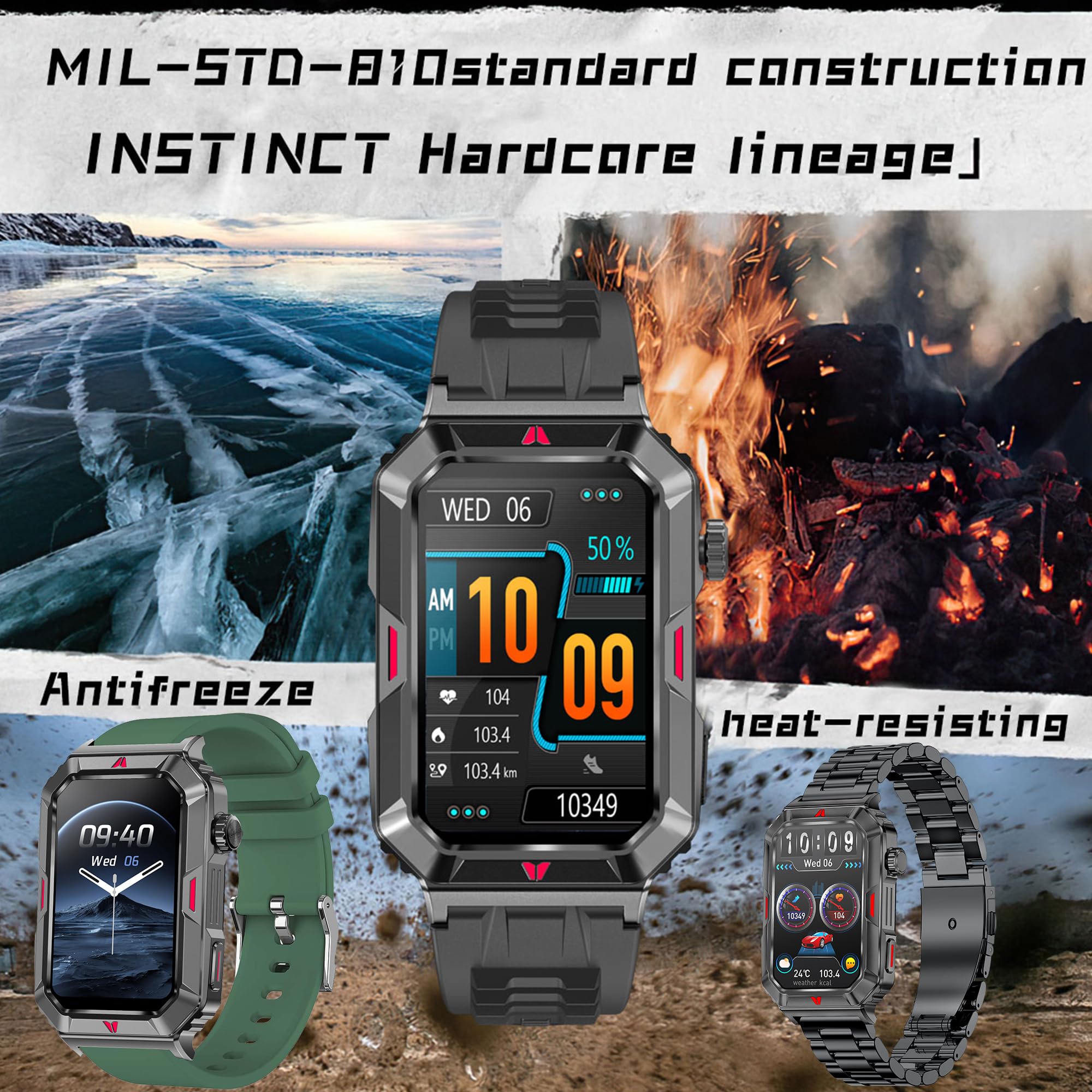 ZPIMY Men's Smart Watch with Bluetooth Calling, 1.57 Inch AMOLED Smartwatch with 123 Sports Modes 5ATM Waterproof, Sleep - Image 3