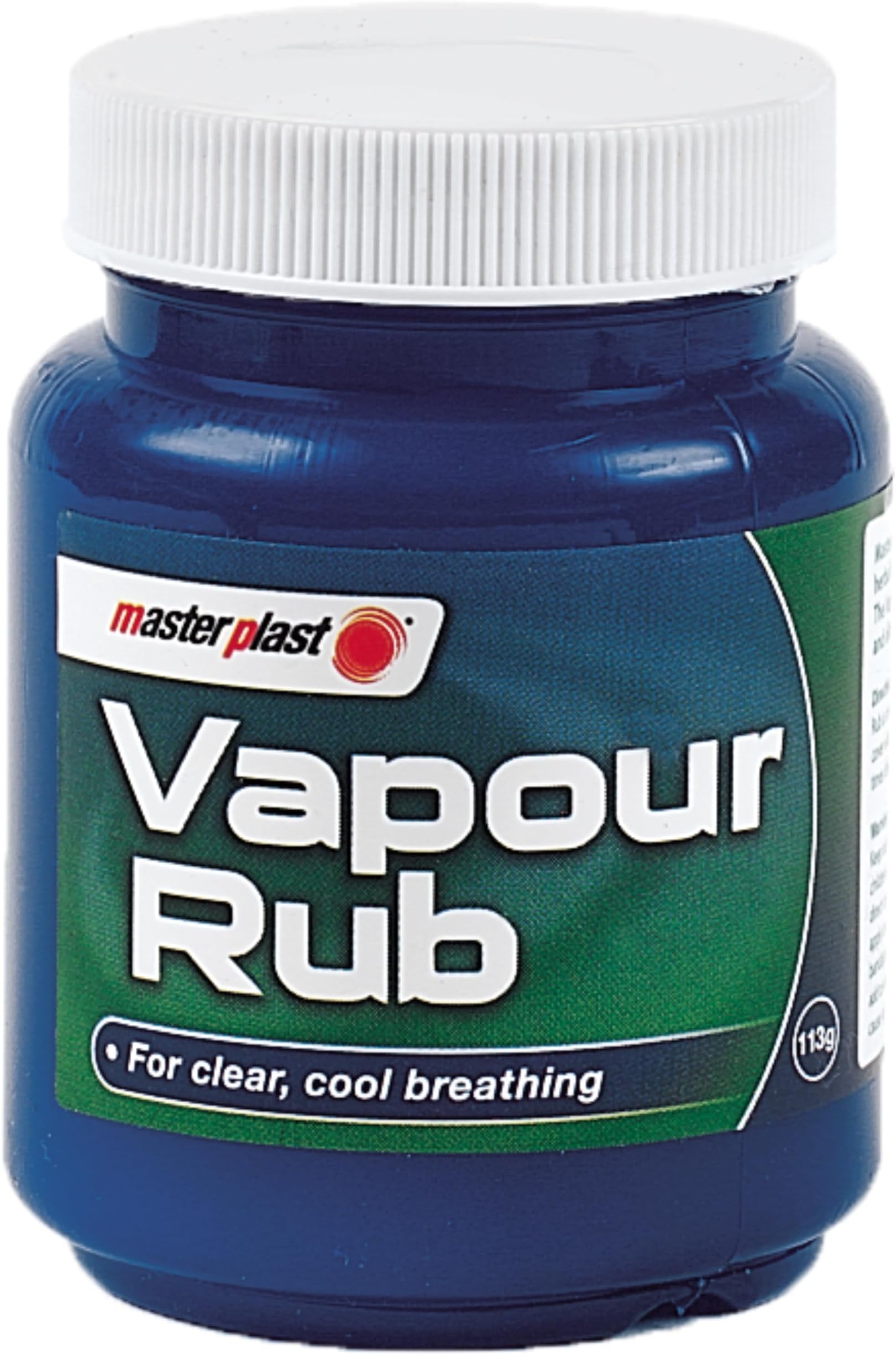 Masterplast Vapour Rub | Natural Herbal Ingredients for Clear, Cool Breathing Chest Throat and Back Rub (100g Tub)