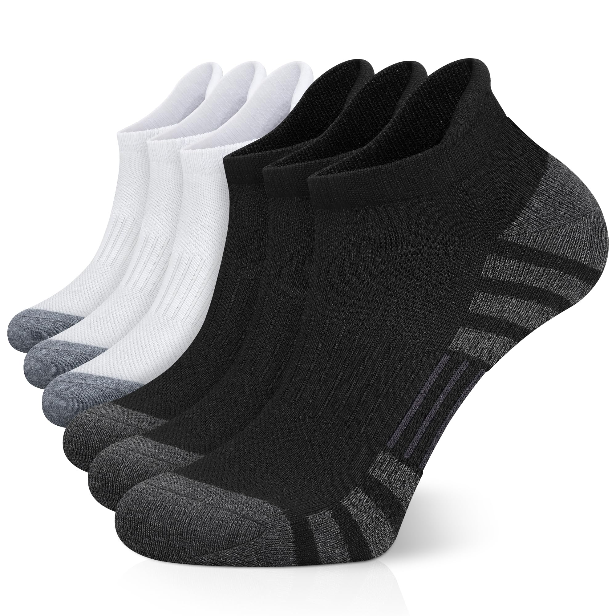 AirackerAnkle Athletic Running Socks Cushioned Breathable Low Cut Sports Tab Socks for Men and Women (6 Pairs)