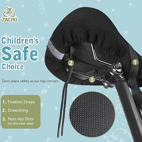 Miniatura 6 de Zacro Funda de cojín de gel para asiento de bicicleta para niños y niñas, funda de asiento de bicicleta antideslizante para niños pequeños,