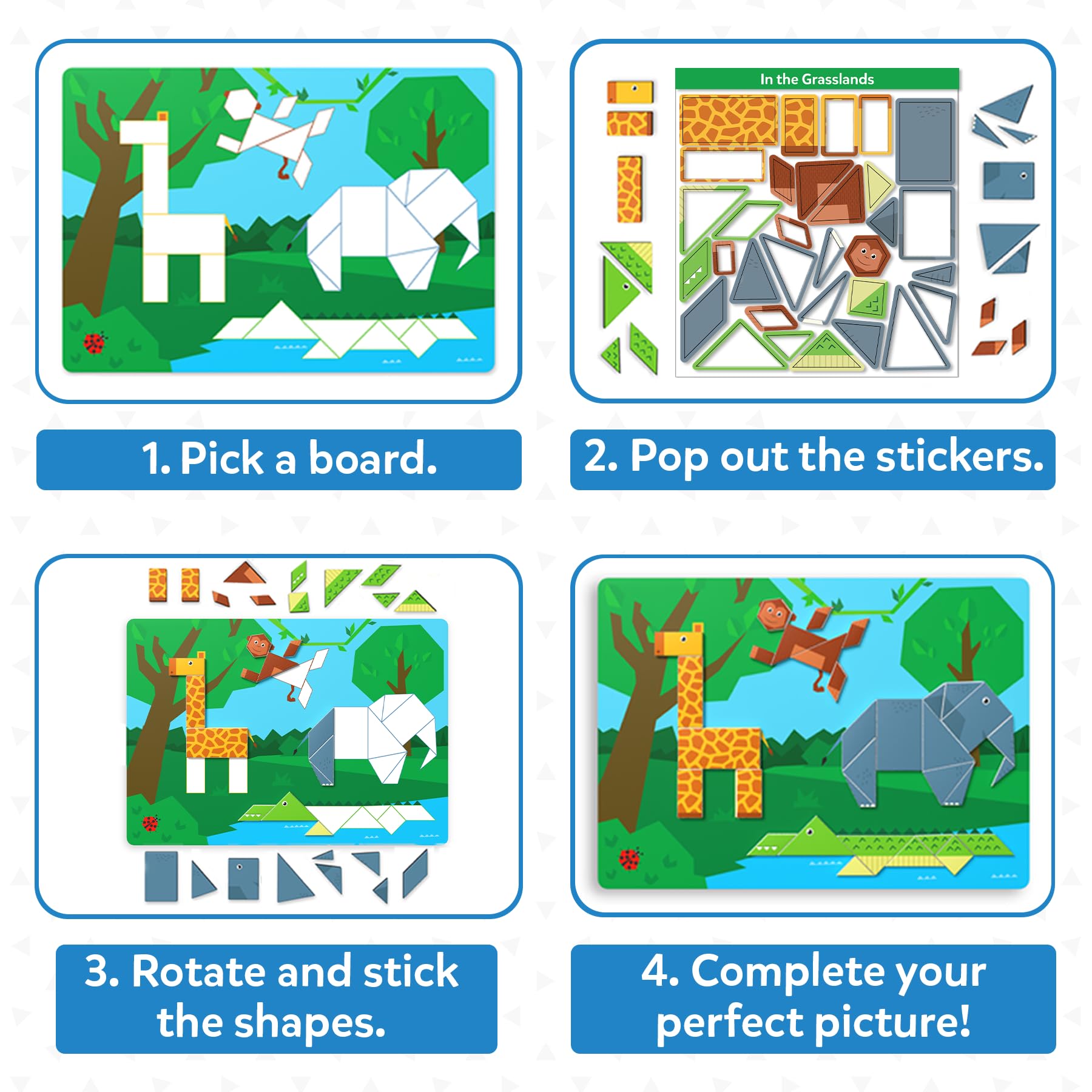 Skillmatics Tangram Sticker Puzzles - Educational Art & Craft