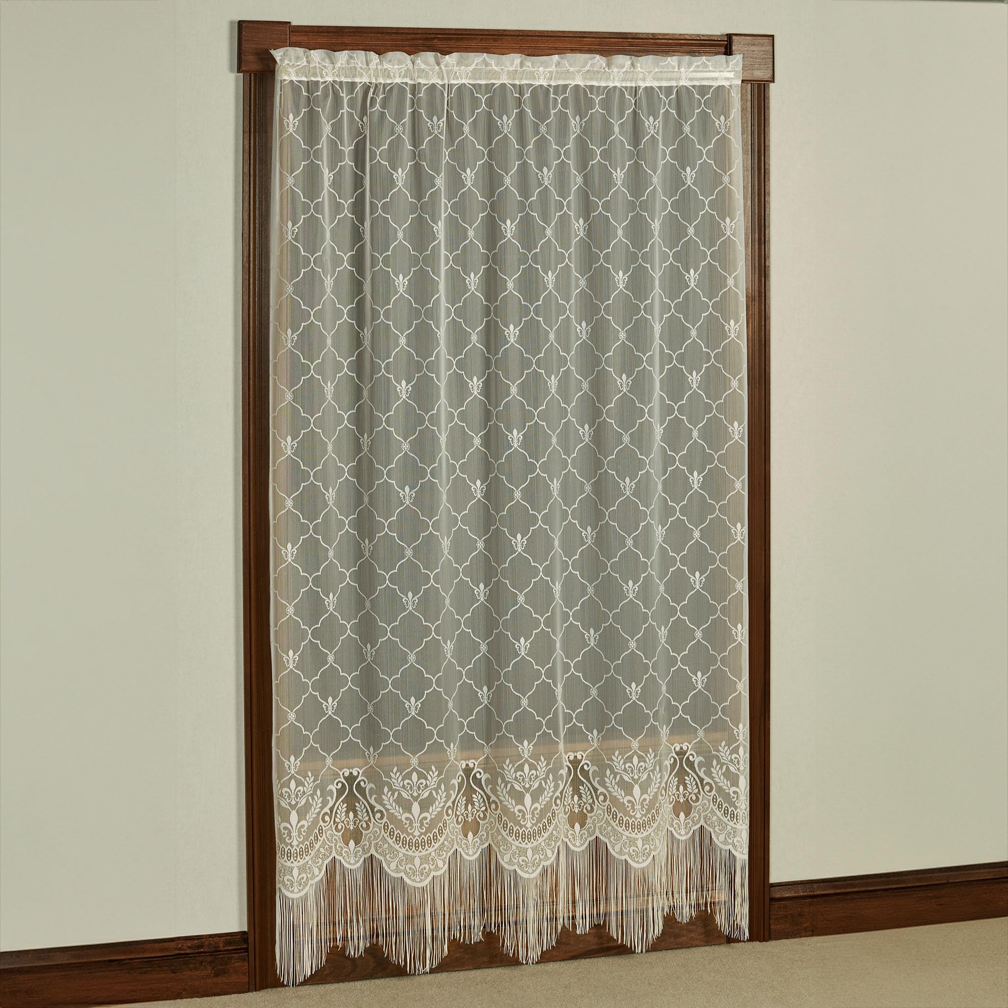 Touch of Class Victorian Fleur de Lis Ivory Lace Window Treatment Curtain Panel 56 x 84 Inches
