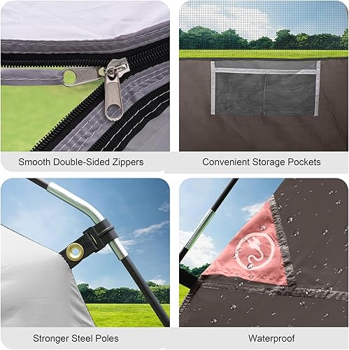 Miniatura 4 de CAMPROS CP Tienda de campaña para 3 personas  Tienda de campaña tipo domo para camping, tienda de campaña impermeable y resistente al viento, fácil