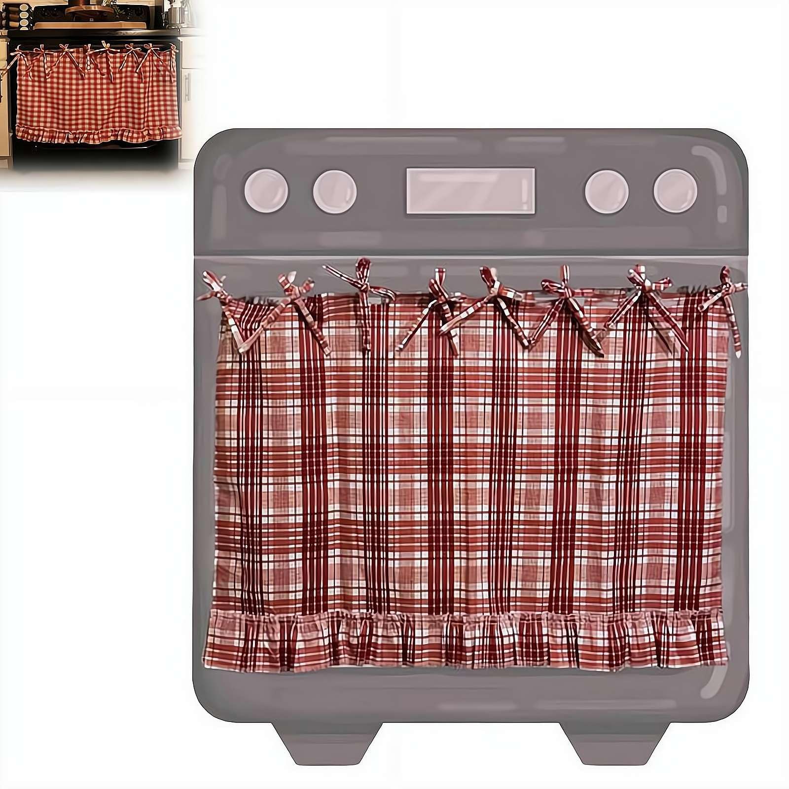 Cortina de horno, falda de horno, cortina de estufa, decoración de cocina de granja, utilizada para puertas de horno estándar, estufas, microondas (verde)