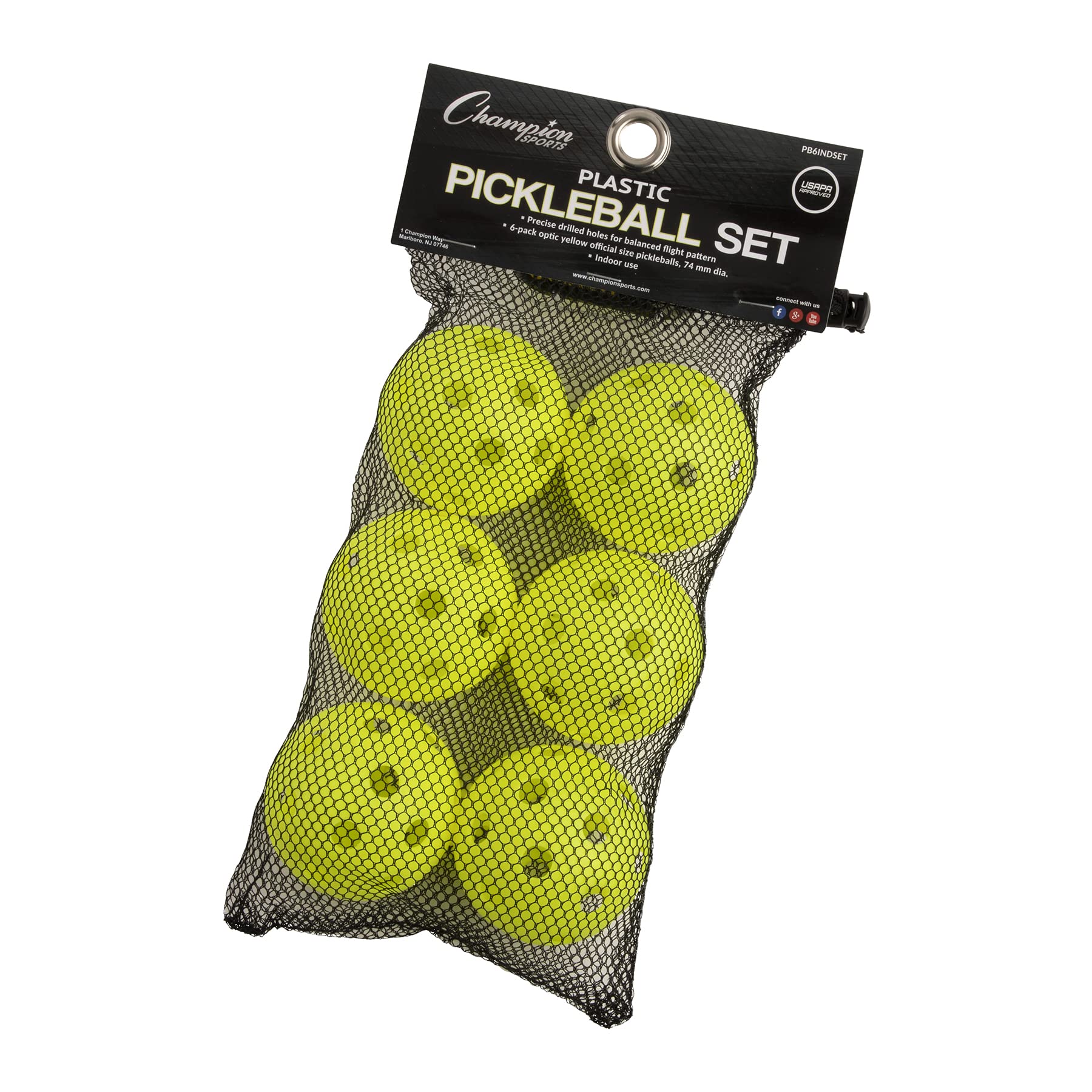 Champion Sports Pickleball-Bälle, offizielle Größe, Freizeit- und Turnier-Pickleball-Set für Outdoor- und Indoor-Courts, 6 Stück