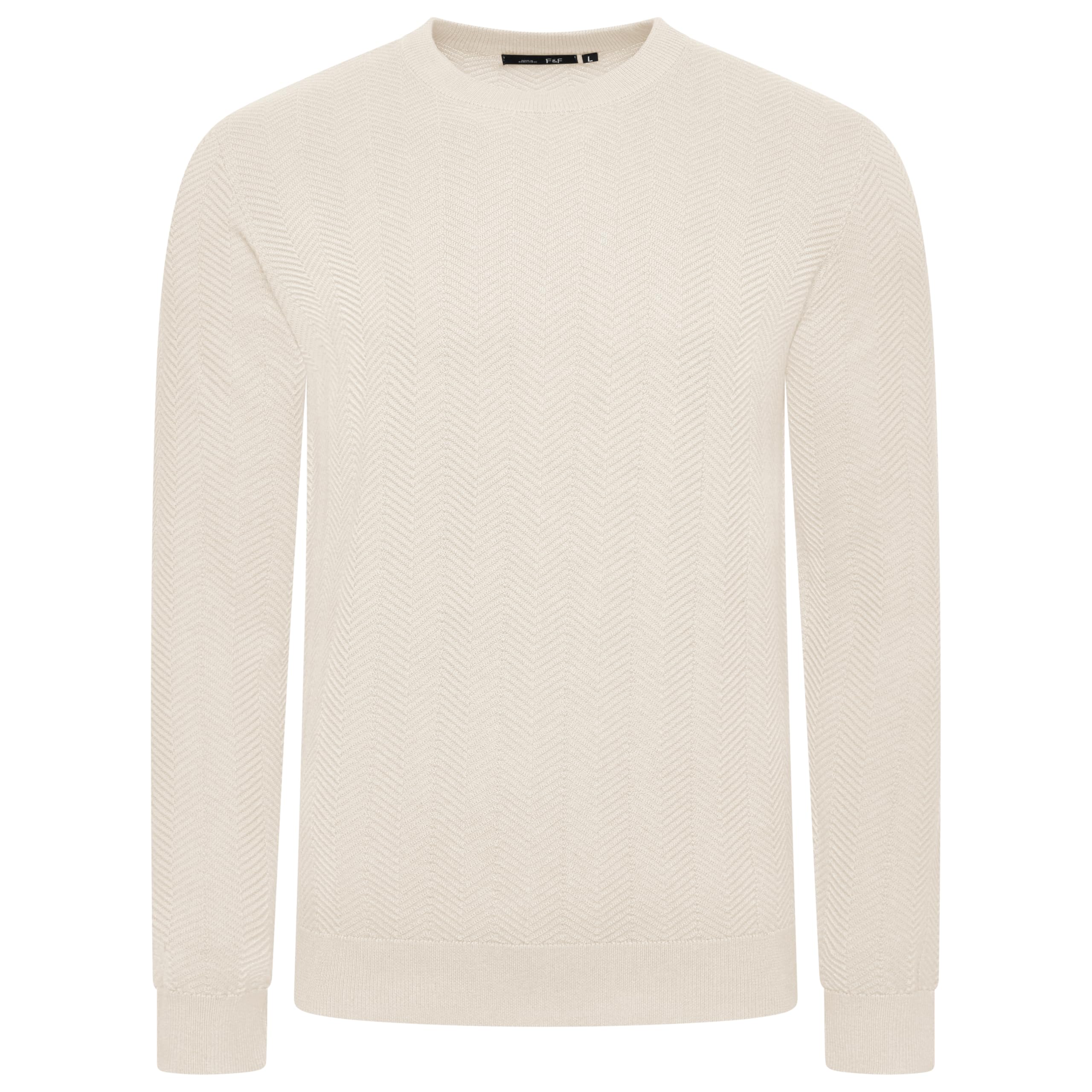 Urban Heritage Mens Chevron Knit Long Sleeve Pullover Jumper (UK, Alpha, M, Regular, Regular, Cream)