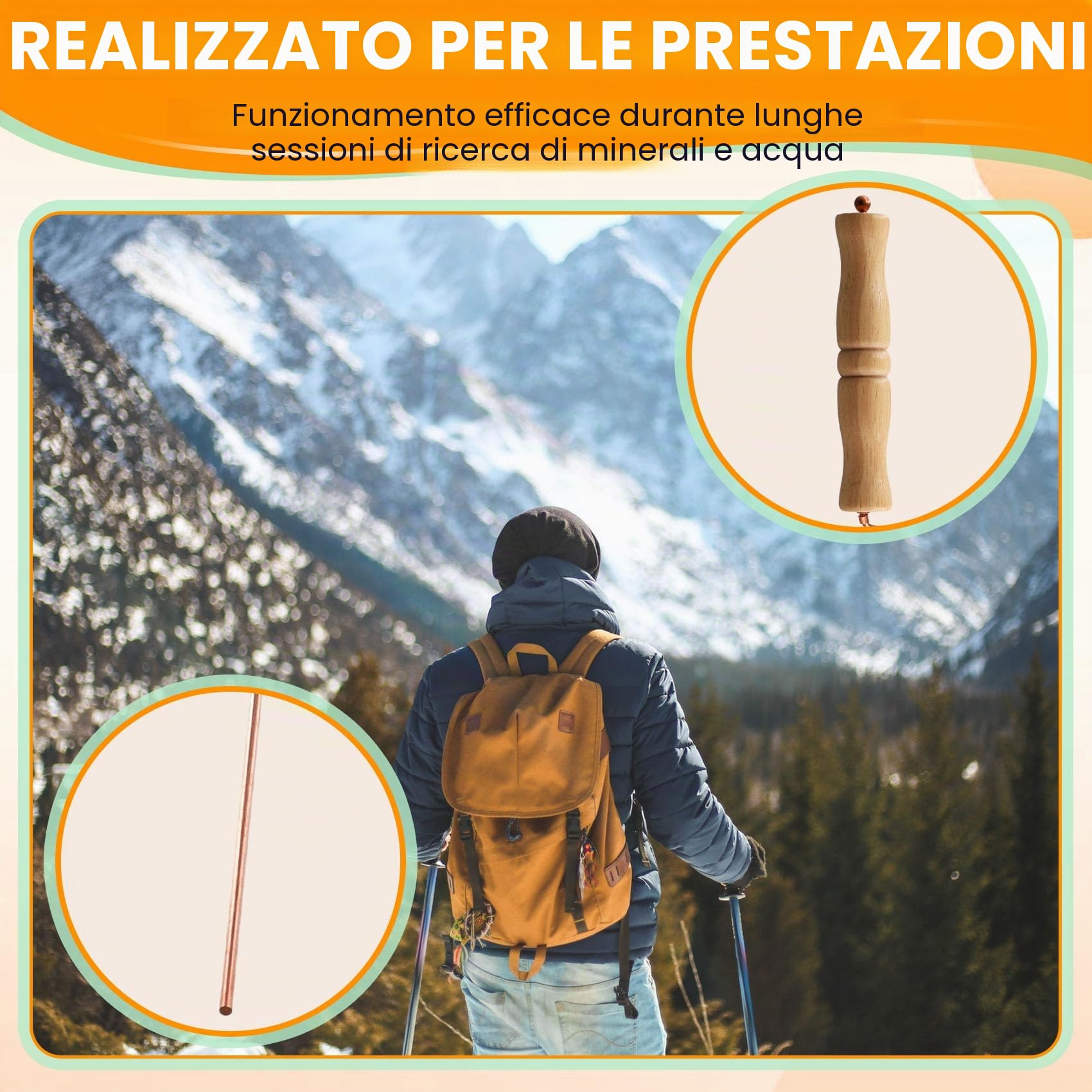 Kit di Bacchette da Rabdomante In Rame per Strumento di Divinazione - Bacchette da Divinazione con Manici In Legno Naturale